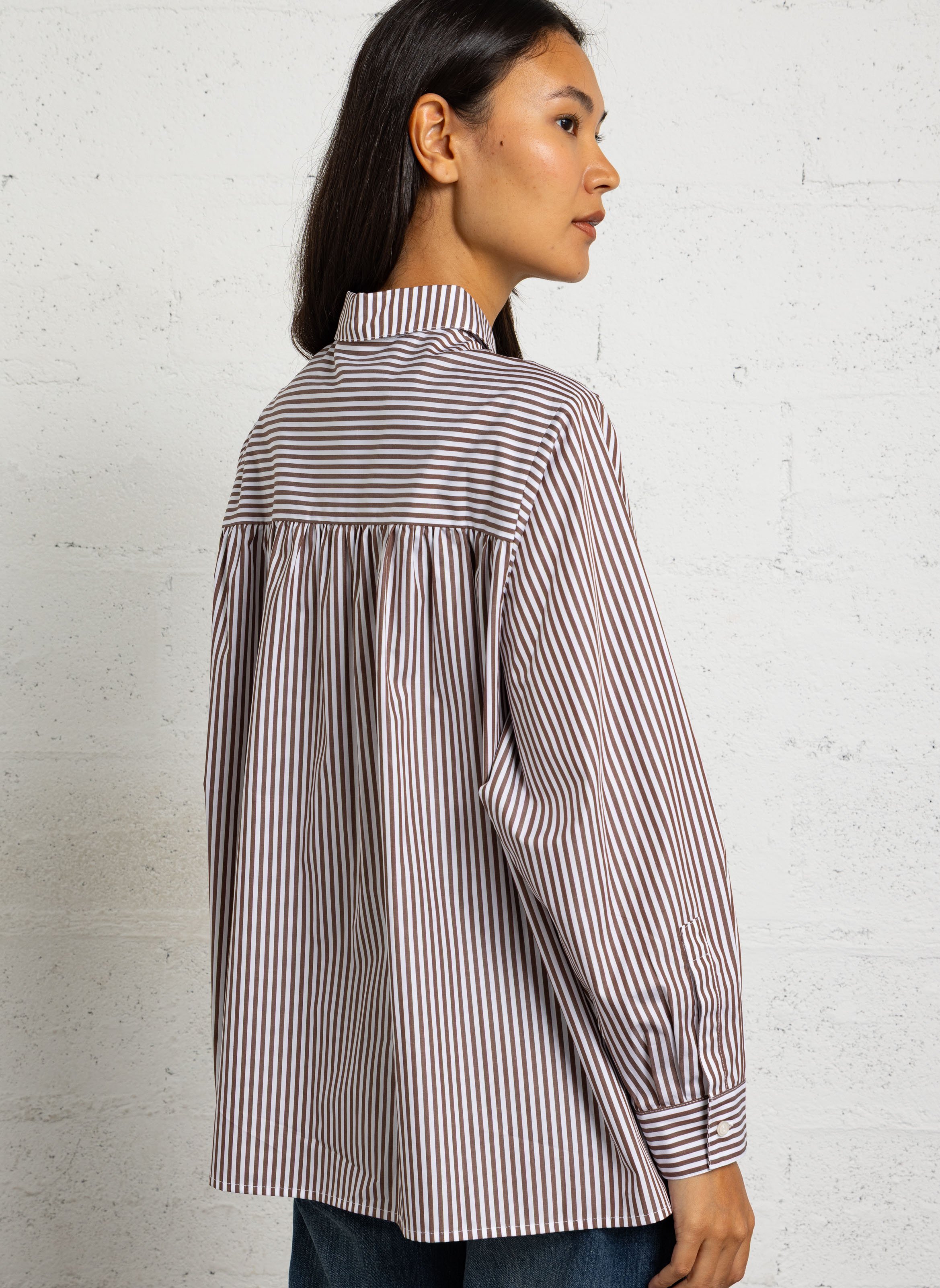 Chemise col classique en coton bio SUZIE WINKLE Marron