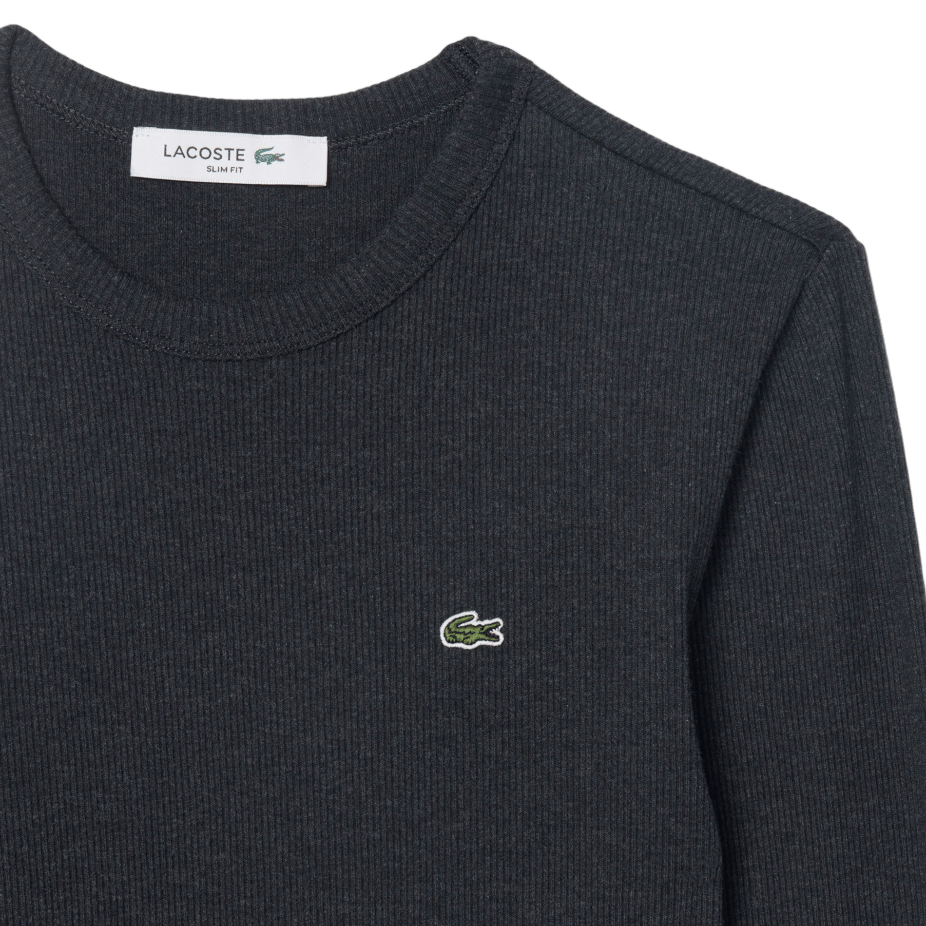 Round-neck fitted cotton T-shirt LACOSTE Brown