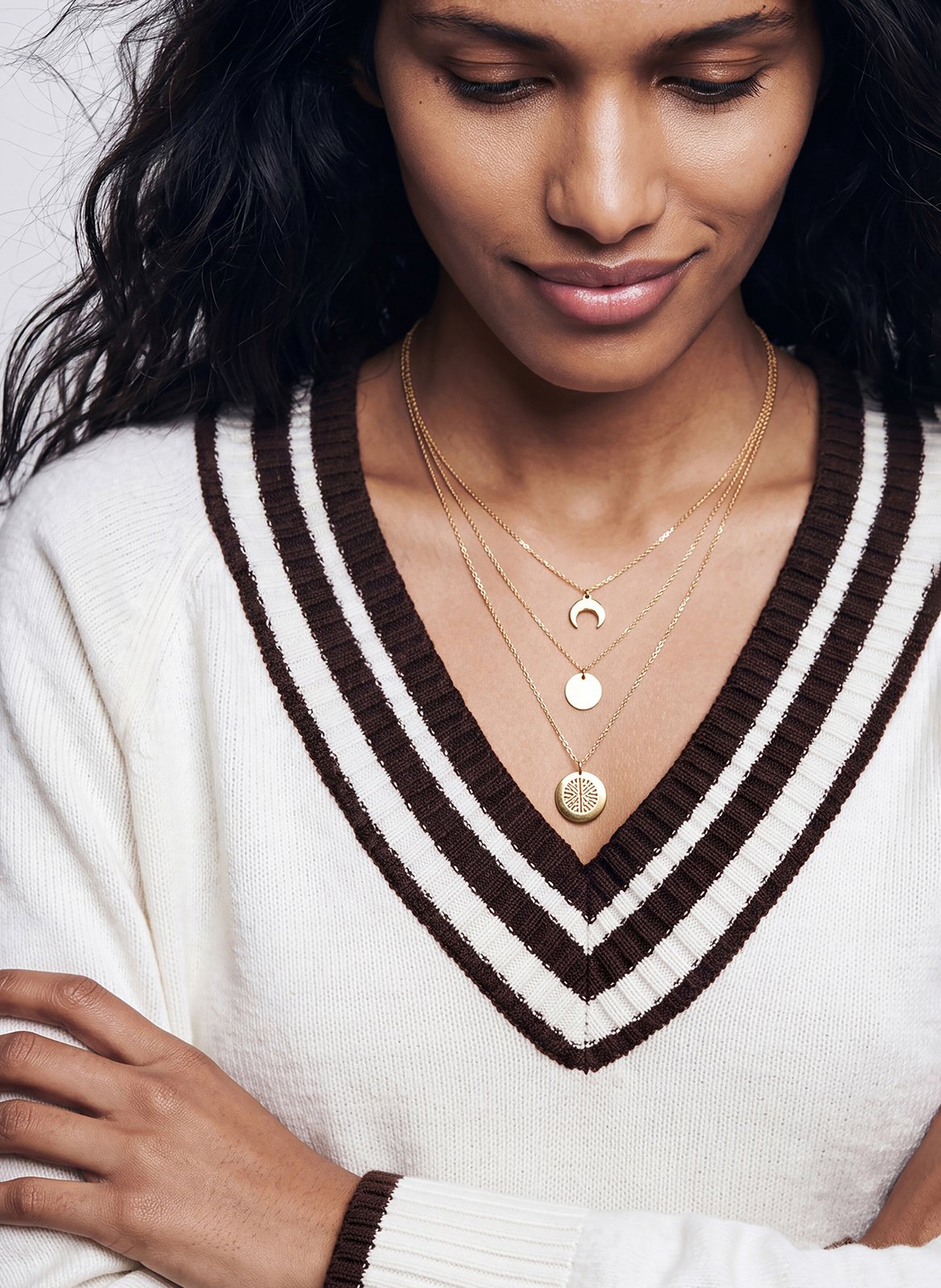 Rechte trui met V-hals van gemengde wol KOOKAI Beige