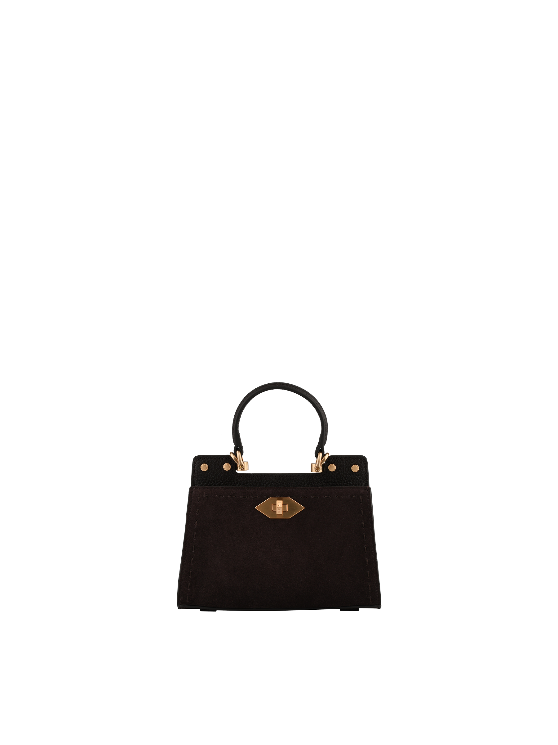 Cowhide leather handbag with a suede-effect finish POURCHET