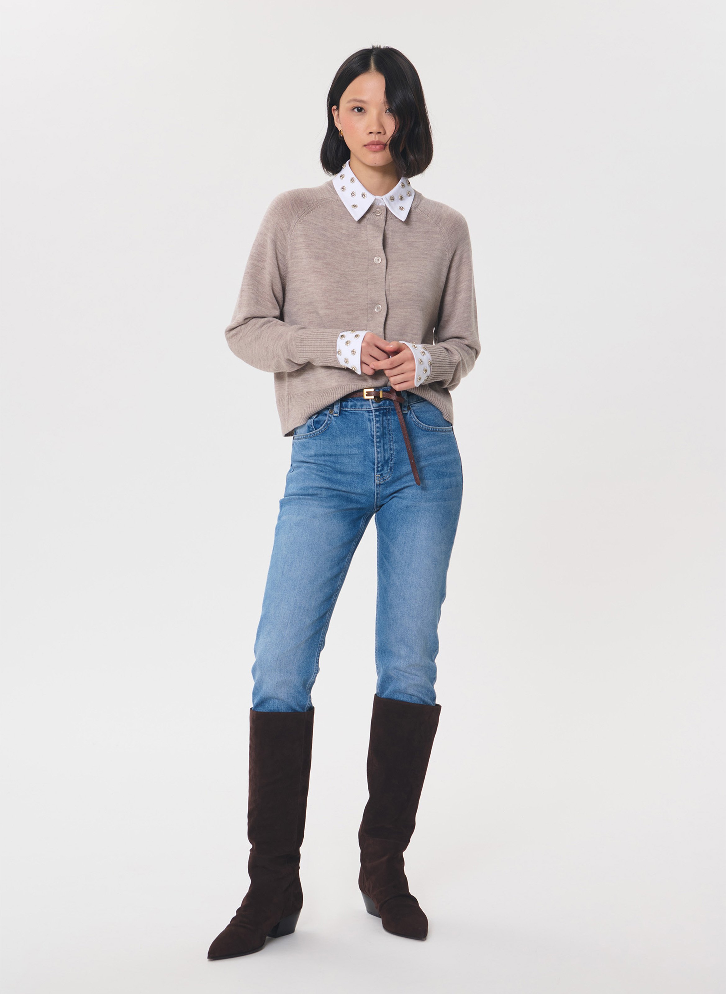 Slim Fit High Waist Jeans Einfarbig TARA JARMON Blau