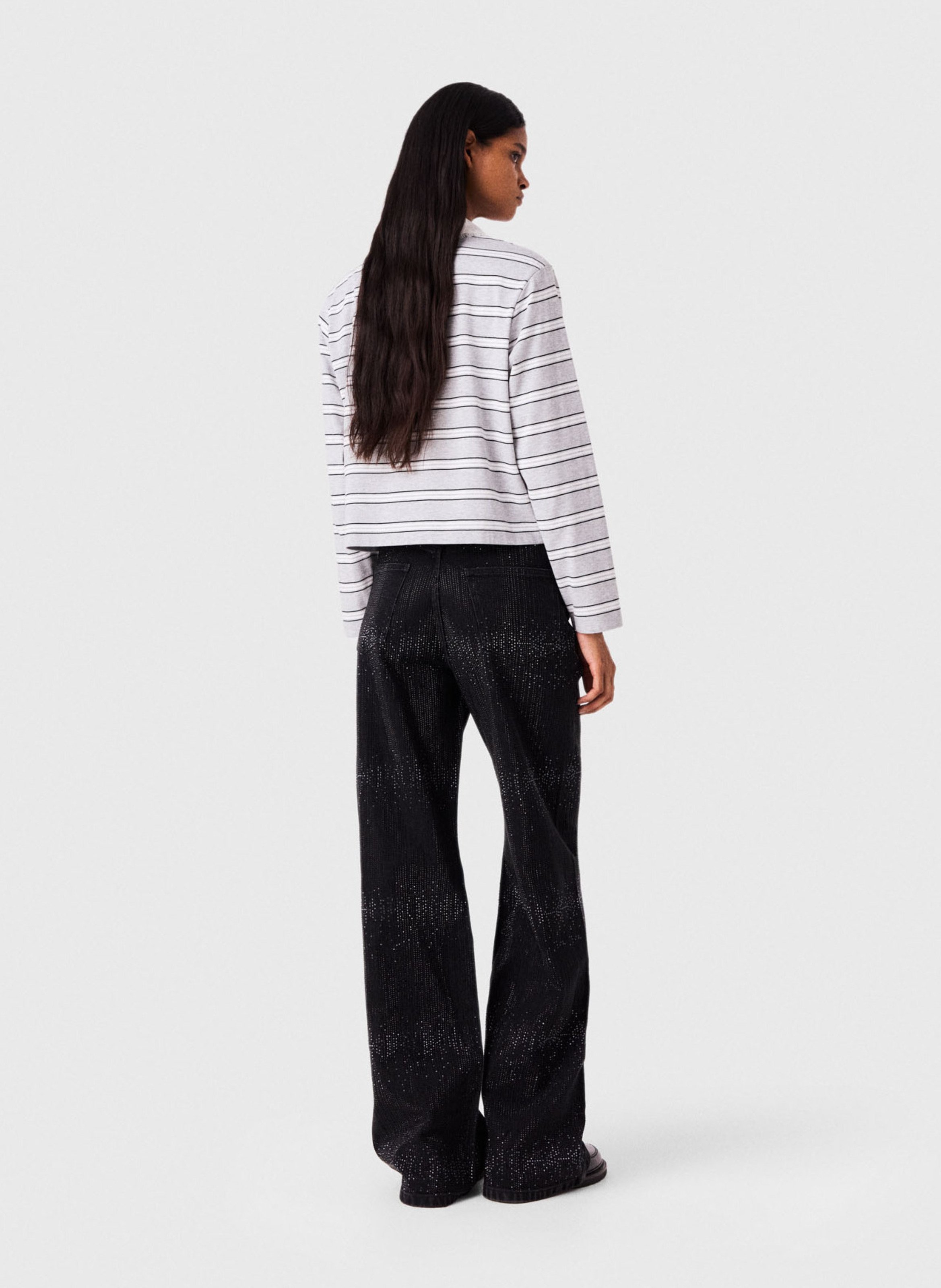 Jean large taille haute MAJE Noir