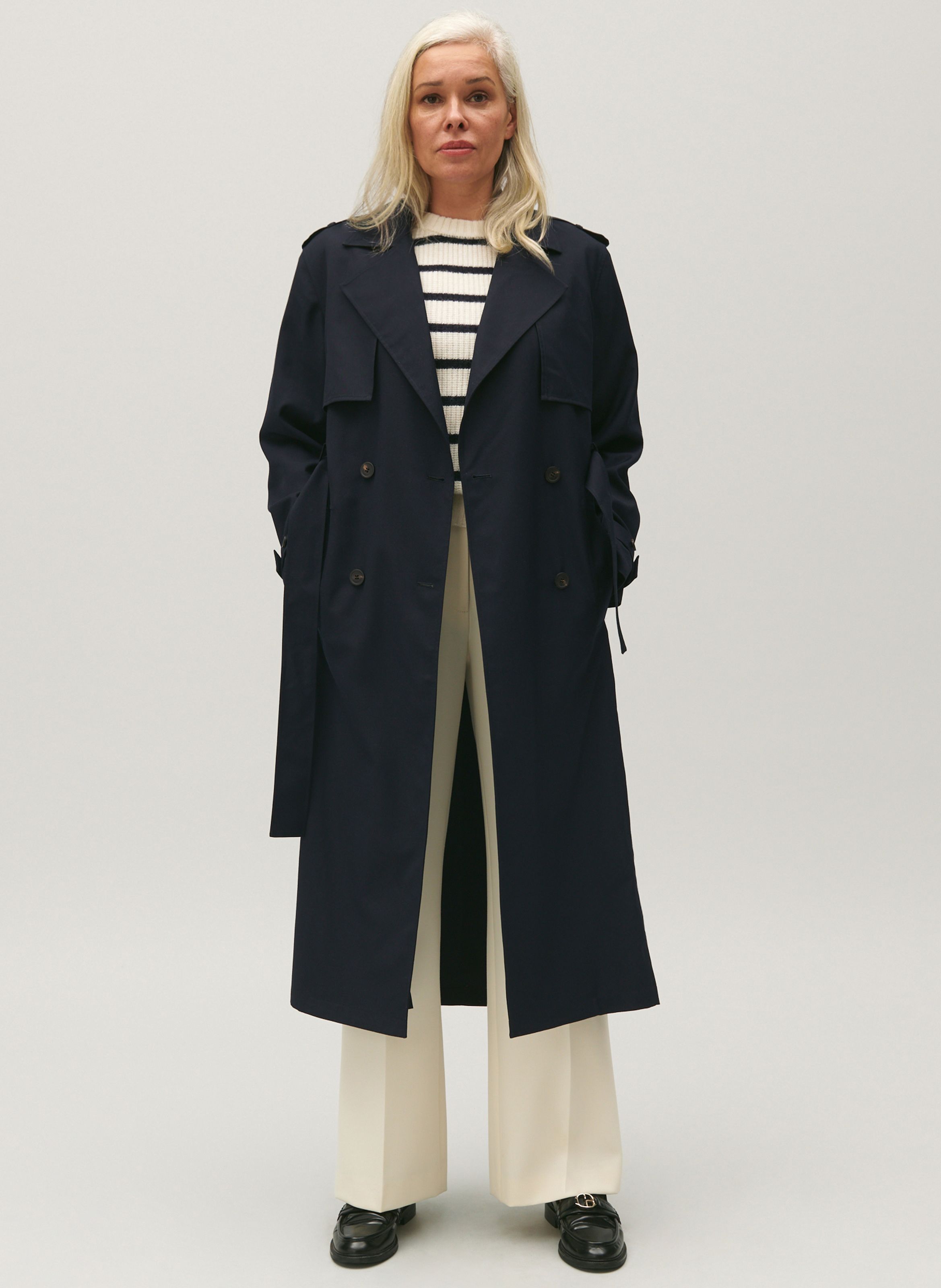 Manteau col tailleur Bleu