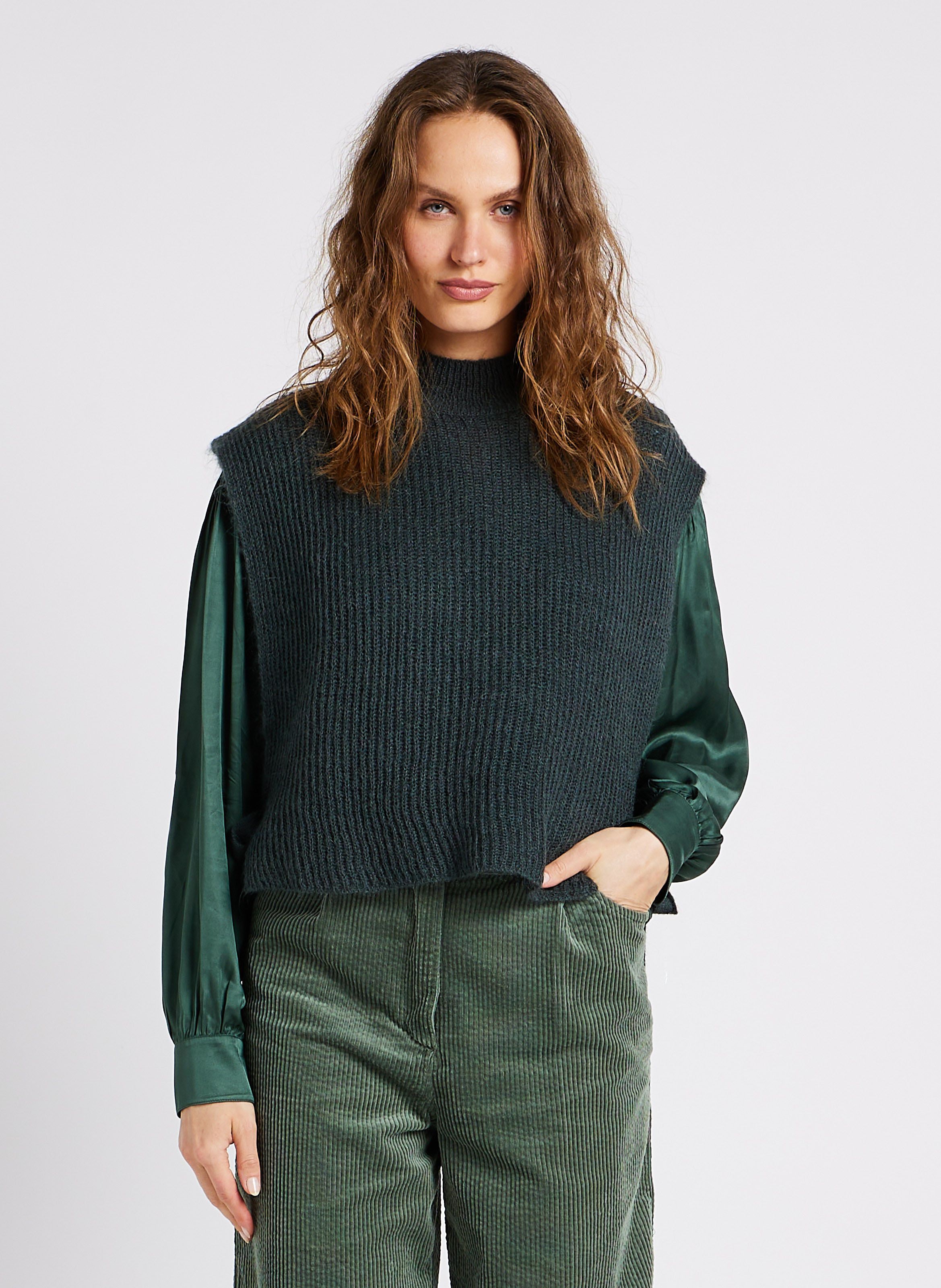 Green sweater 2024 vest womens