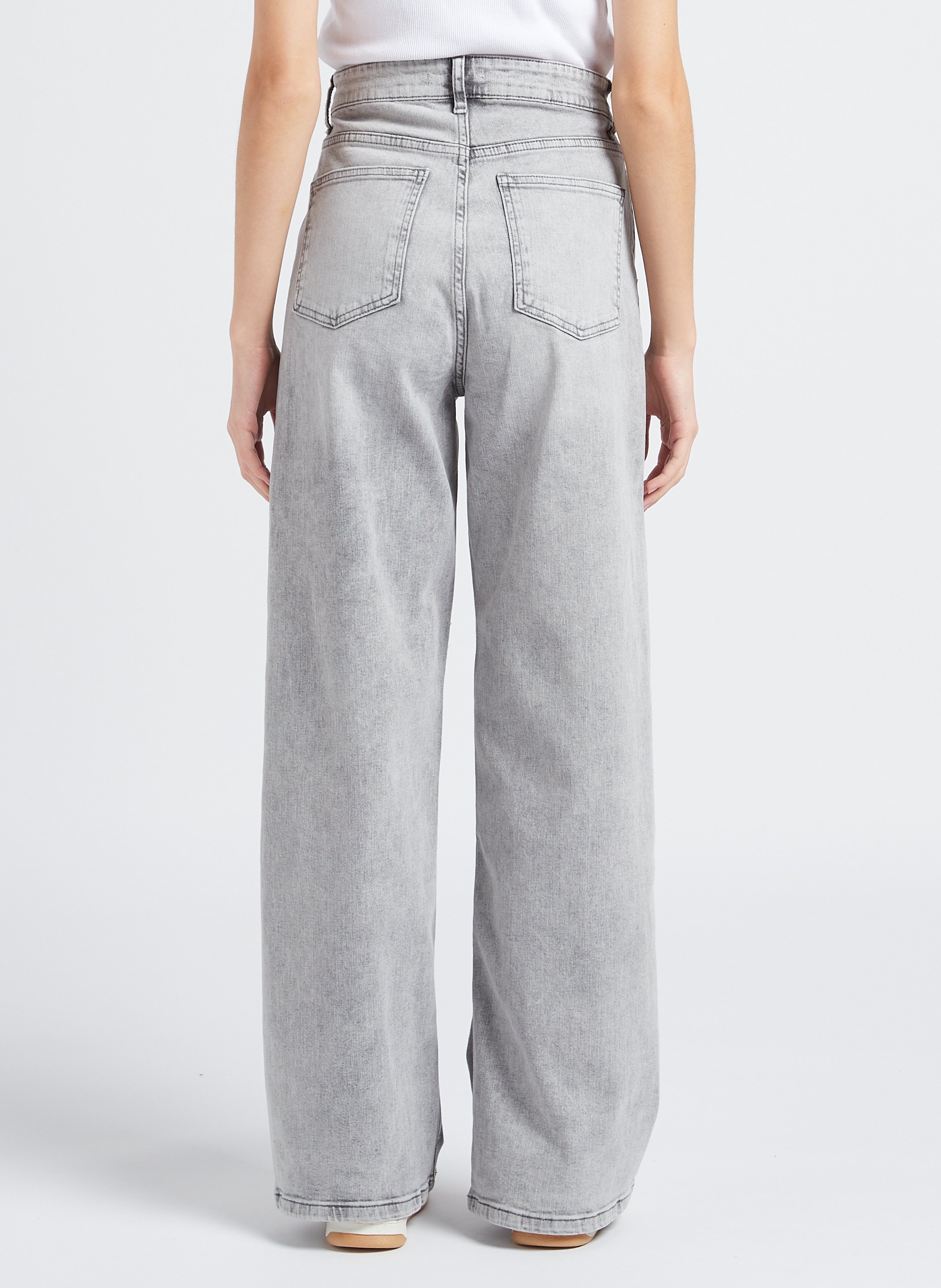 Jean ample taille haute en coton mélangé BY BAR Gris