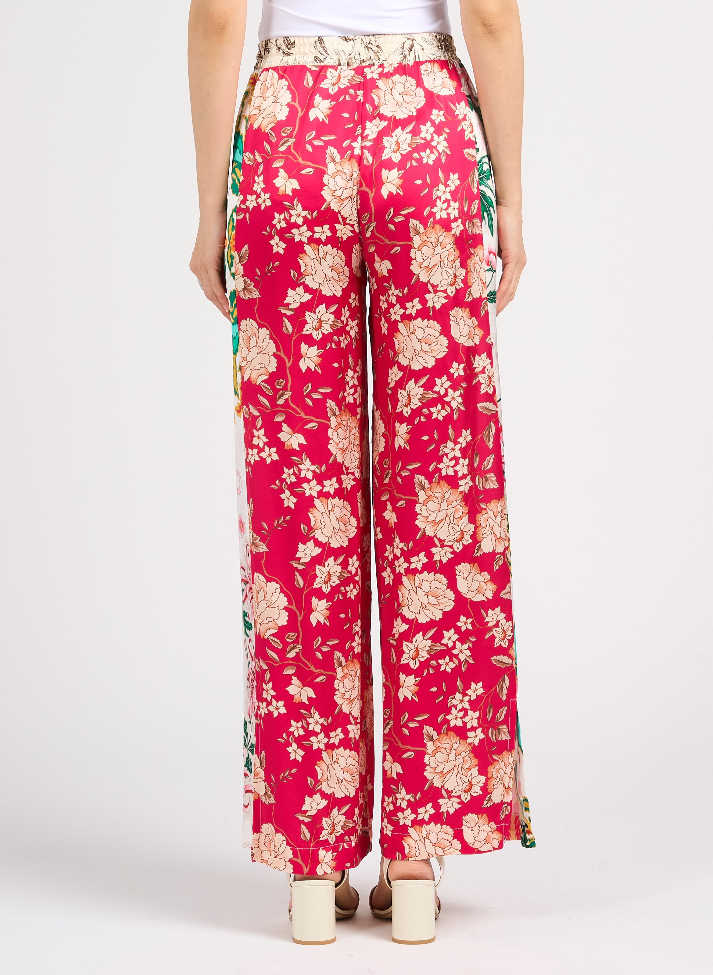 Wide-leg floral print pants Pink