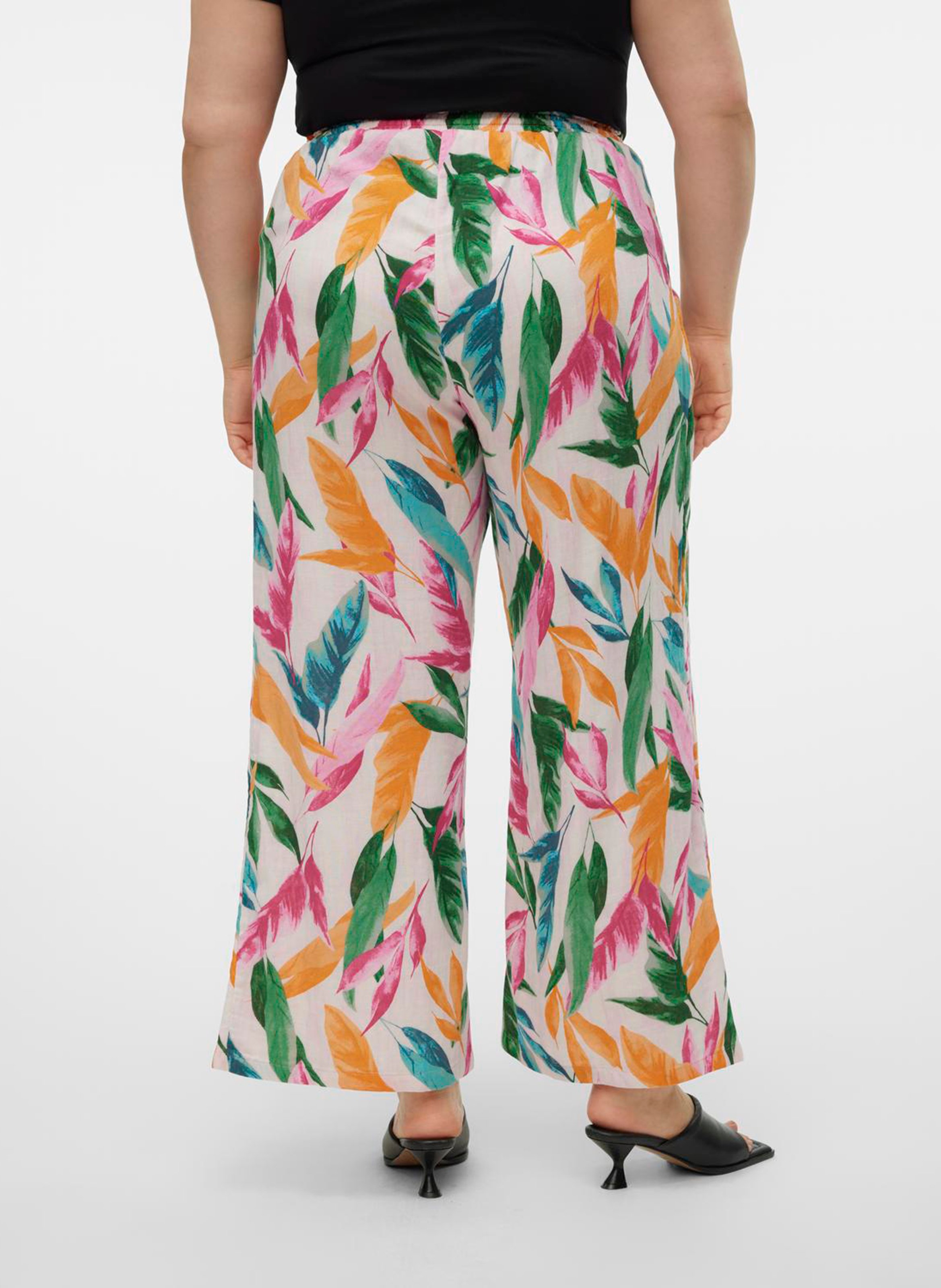 Pantalon droit imprimé en coton VERO MODA CURVE Rose