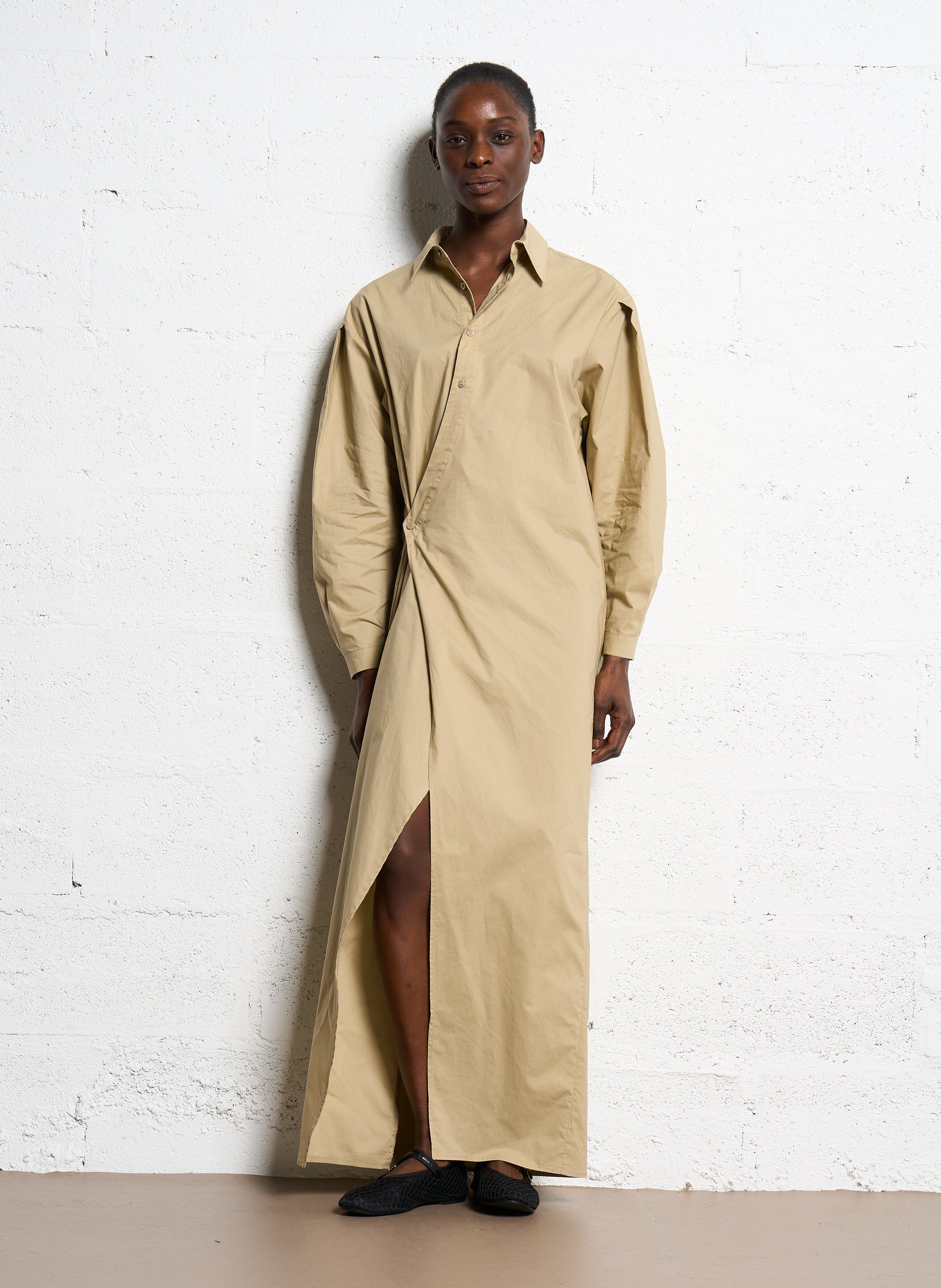 Long cotton wrap dress ATTIC AND BARN Beige