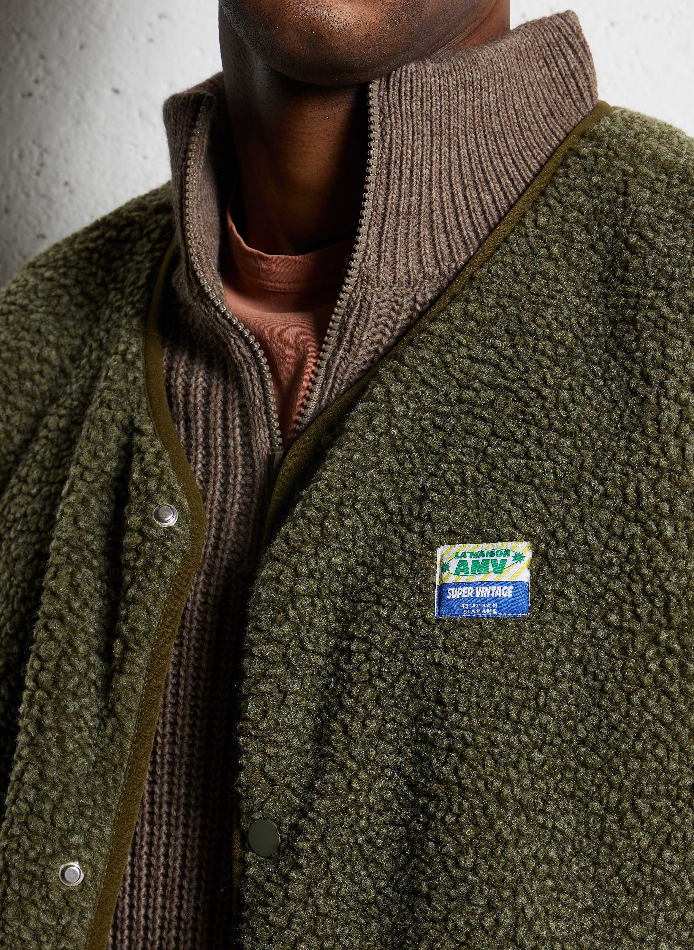 Veste col rond en sherpa  AMERICAN VINTAGE Vert
