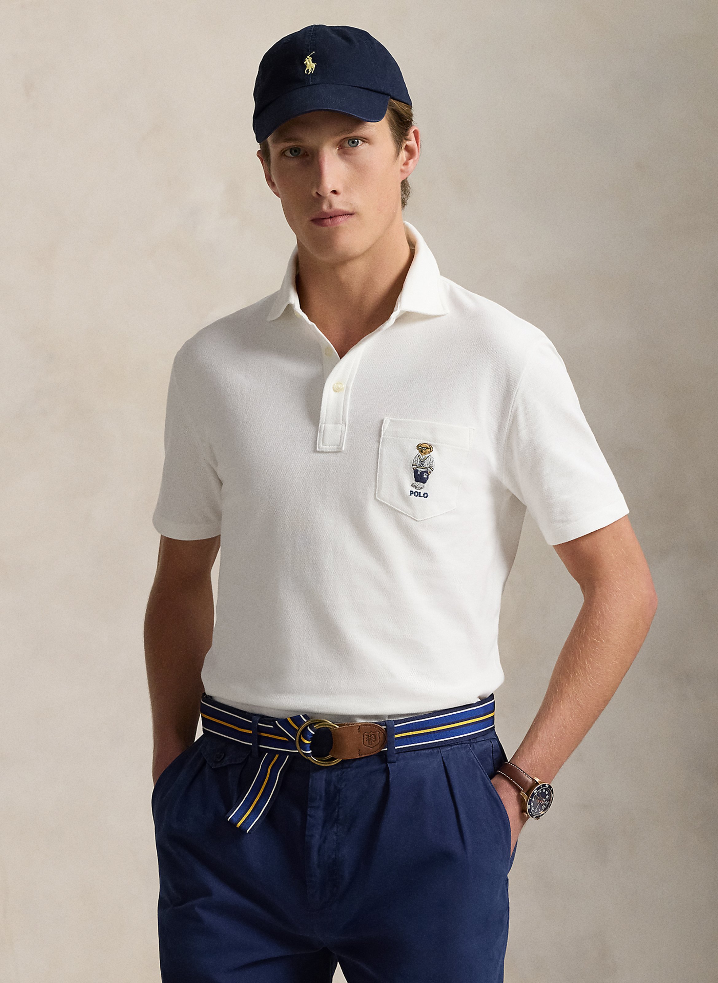 Polo manches courtes brodé en coton POLO RALPH LAUREN Blanc