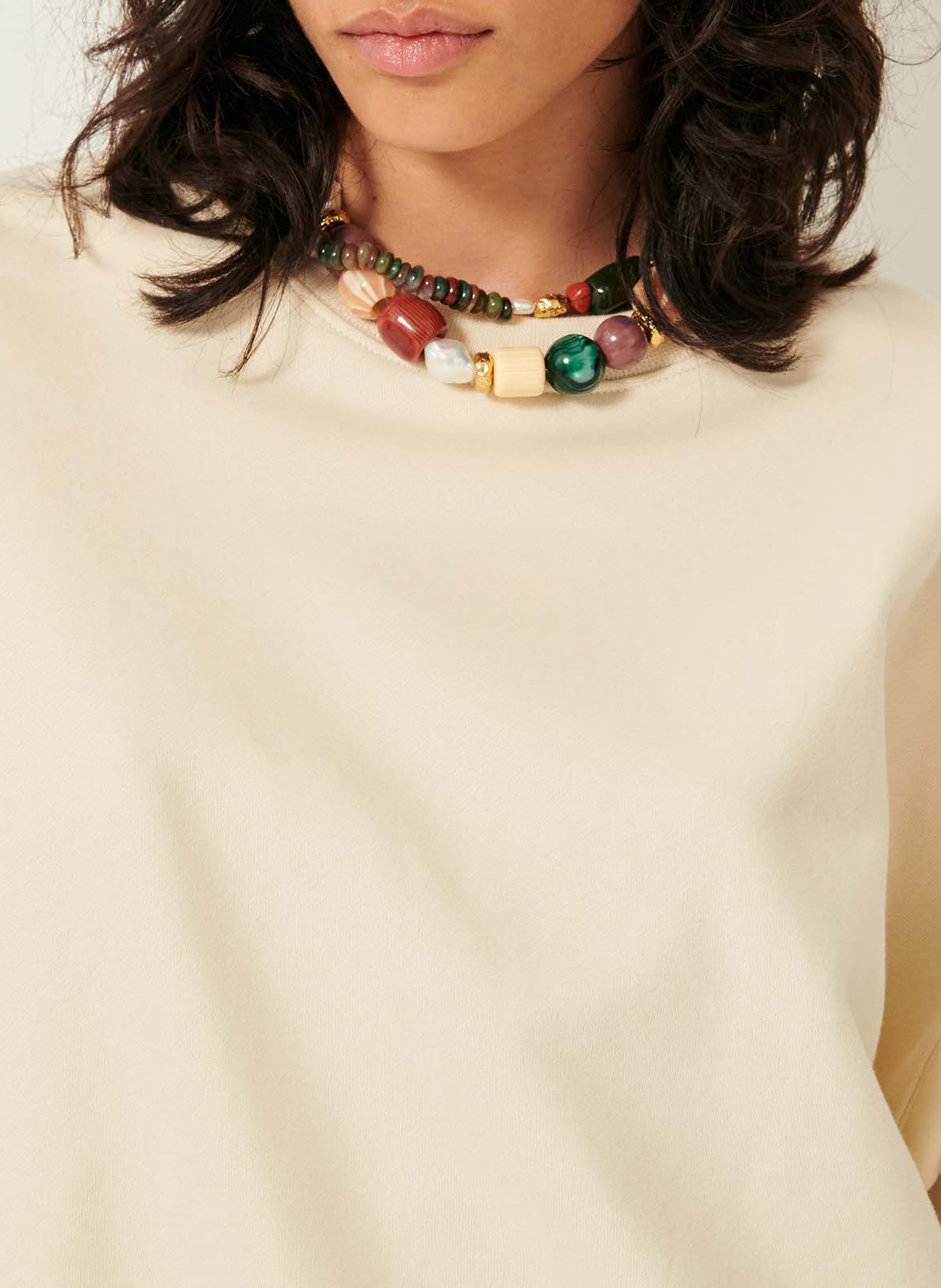 Sweat court oversize en coton  SESSUN Beige