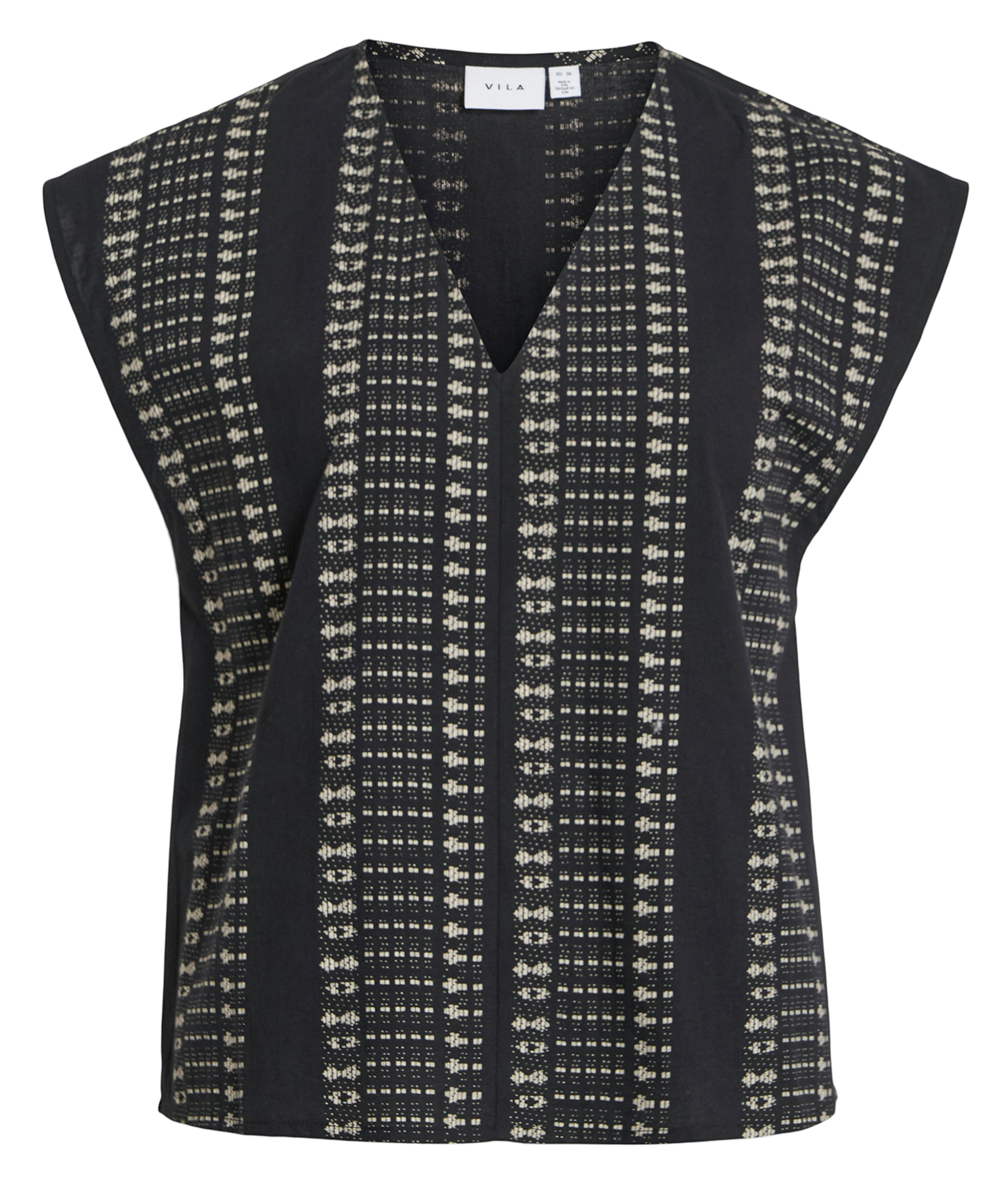 Short-sleeved printed top Black