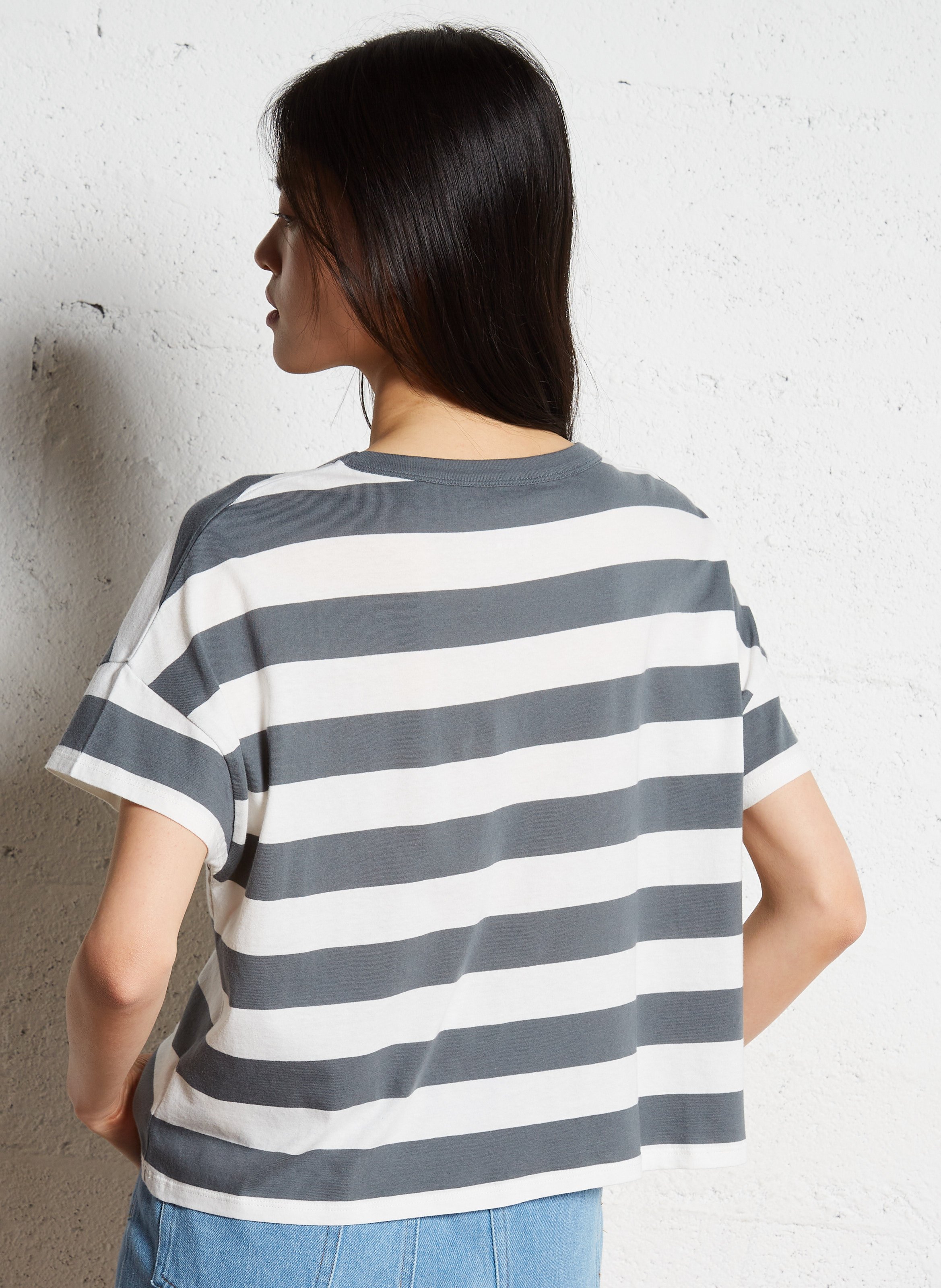 Ruimvallend T-shirt van biokatoen met ronde hals MAJESTIC FILATURES Grijs