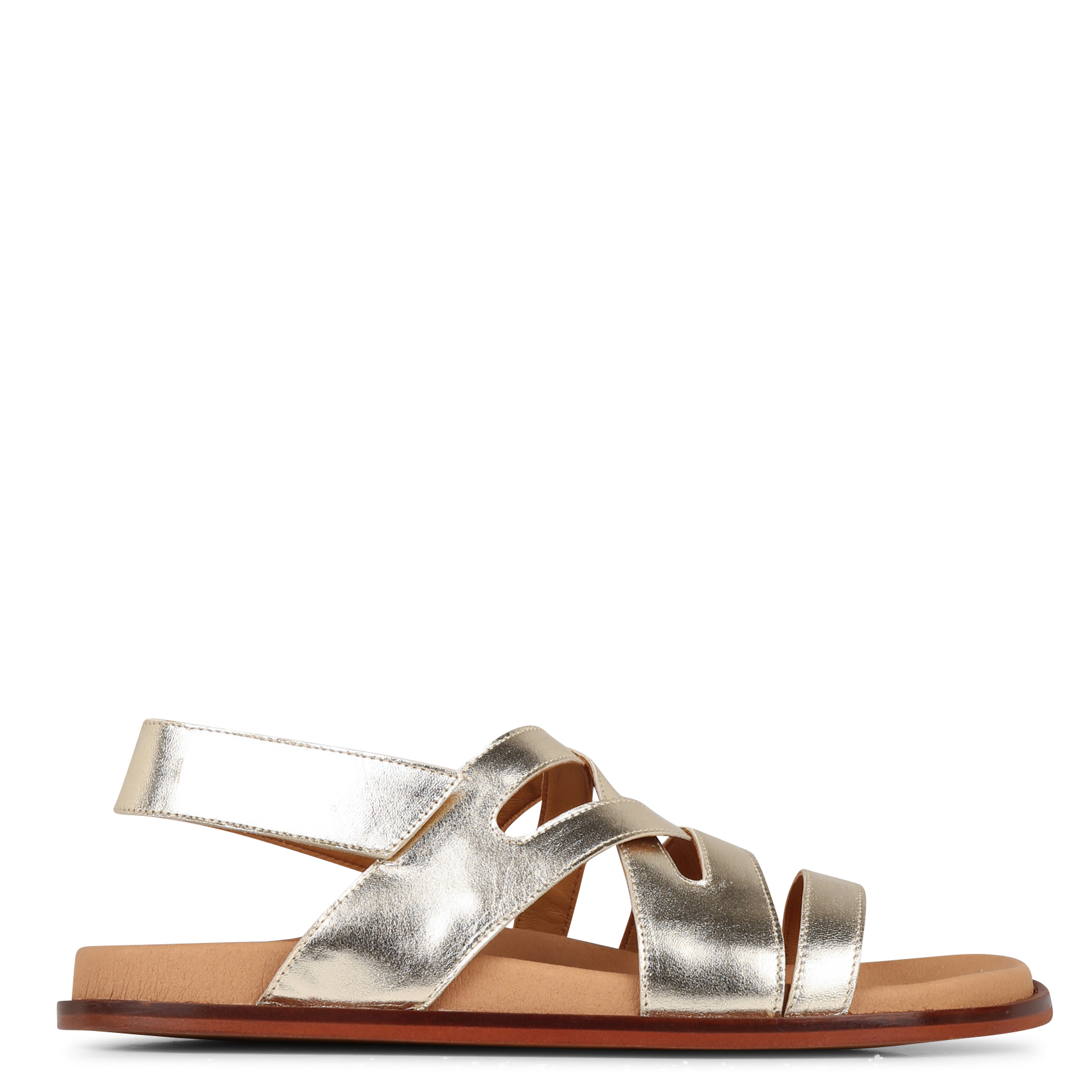 Sandales plates en cuir métallisé KOSMA MENORCA Doré