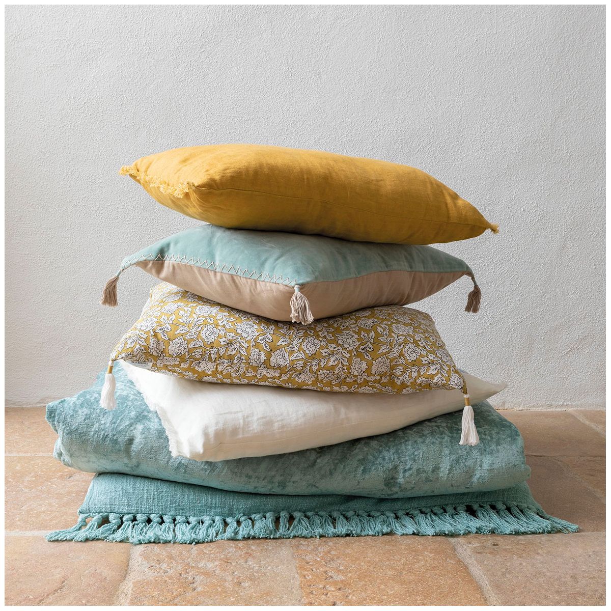 Futon en velours irisé BLANC D'IVOIRE Bleu