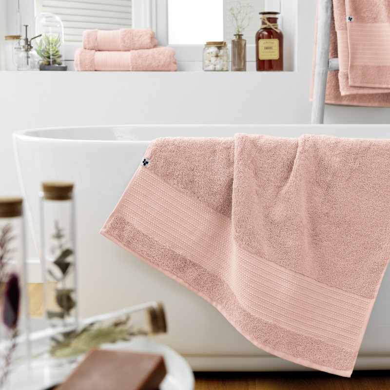 100% combed cotton bath towel L'EFFET PAPILLON Pink