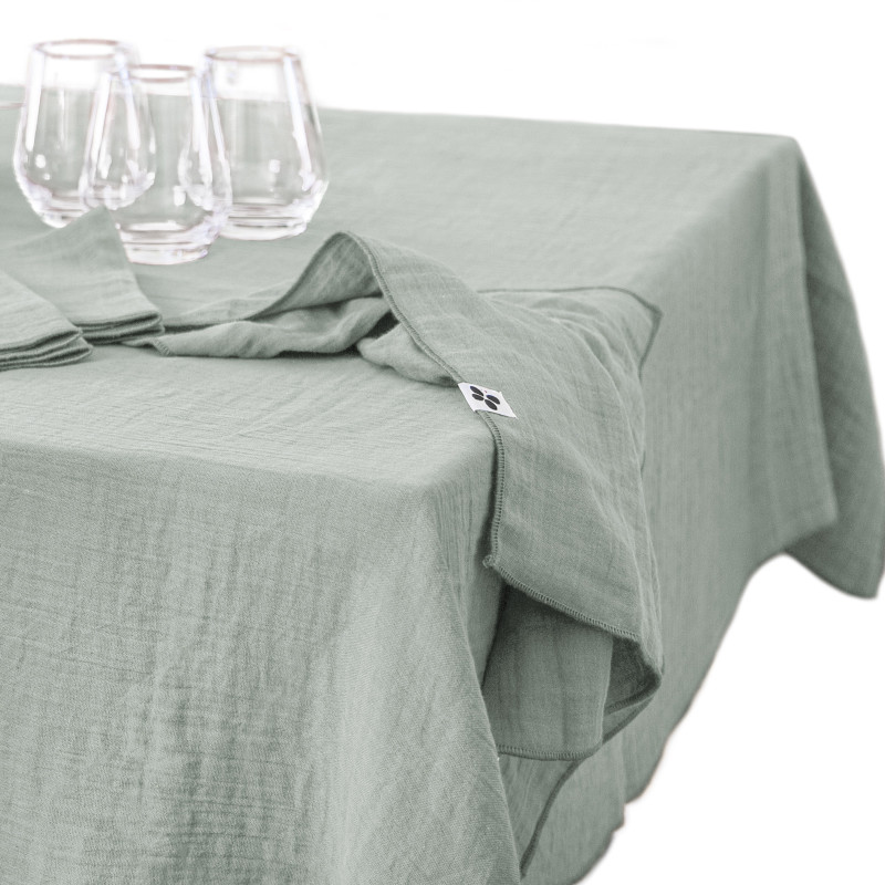 Cotton gauze tablecloth L'EFFET PAPILLON Blue