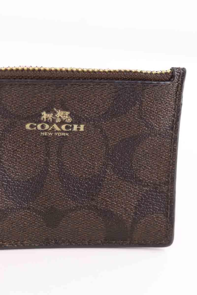 Leather card holder COACH - Seconde Main Brown