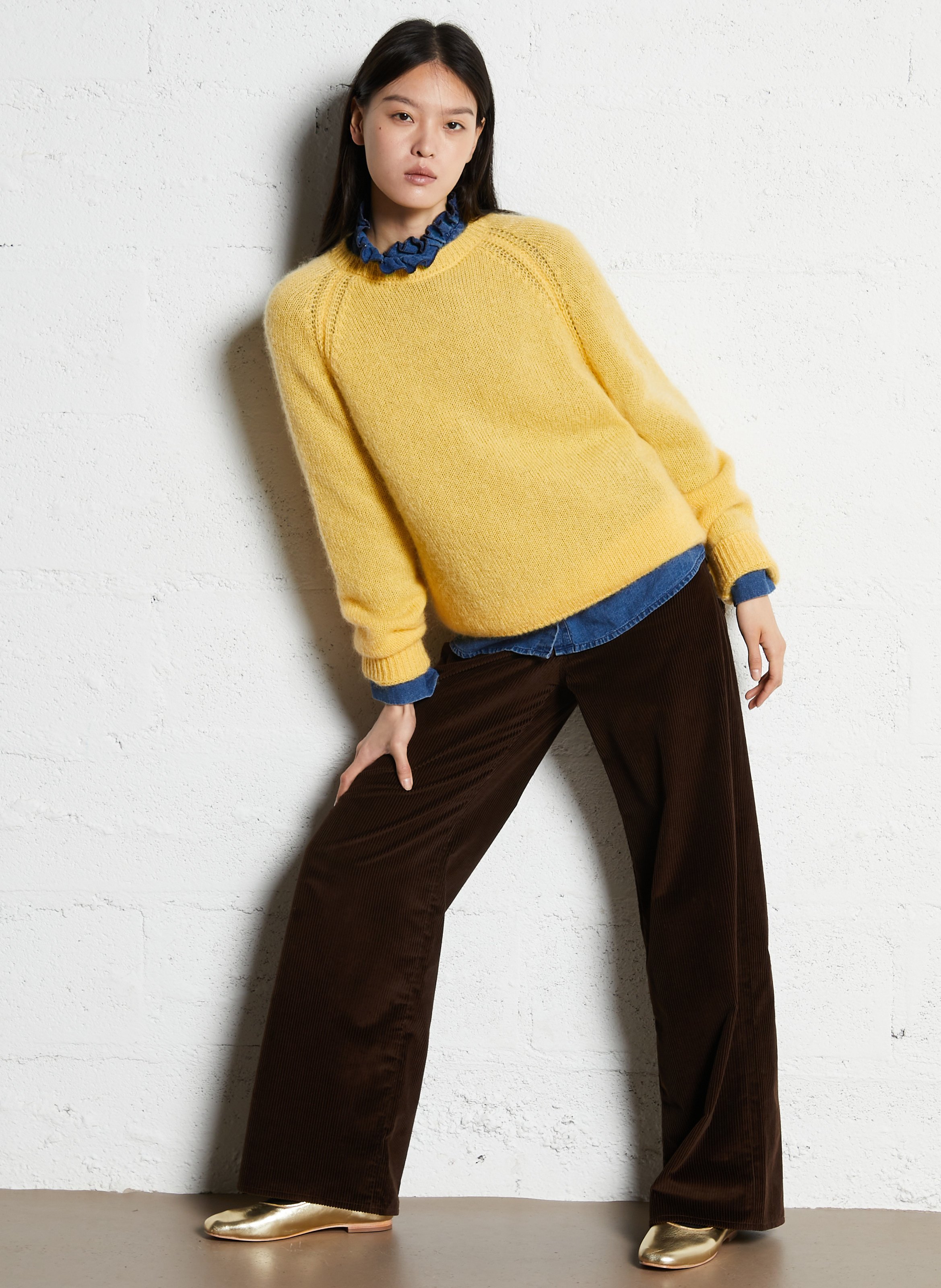 Rechte trui van gemengde mohair SUZIE WINKLE Geel