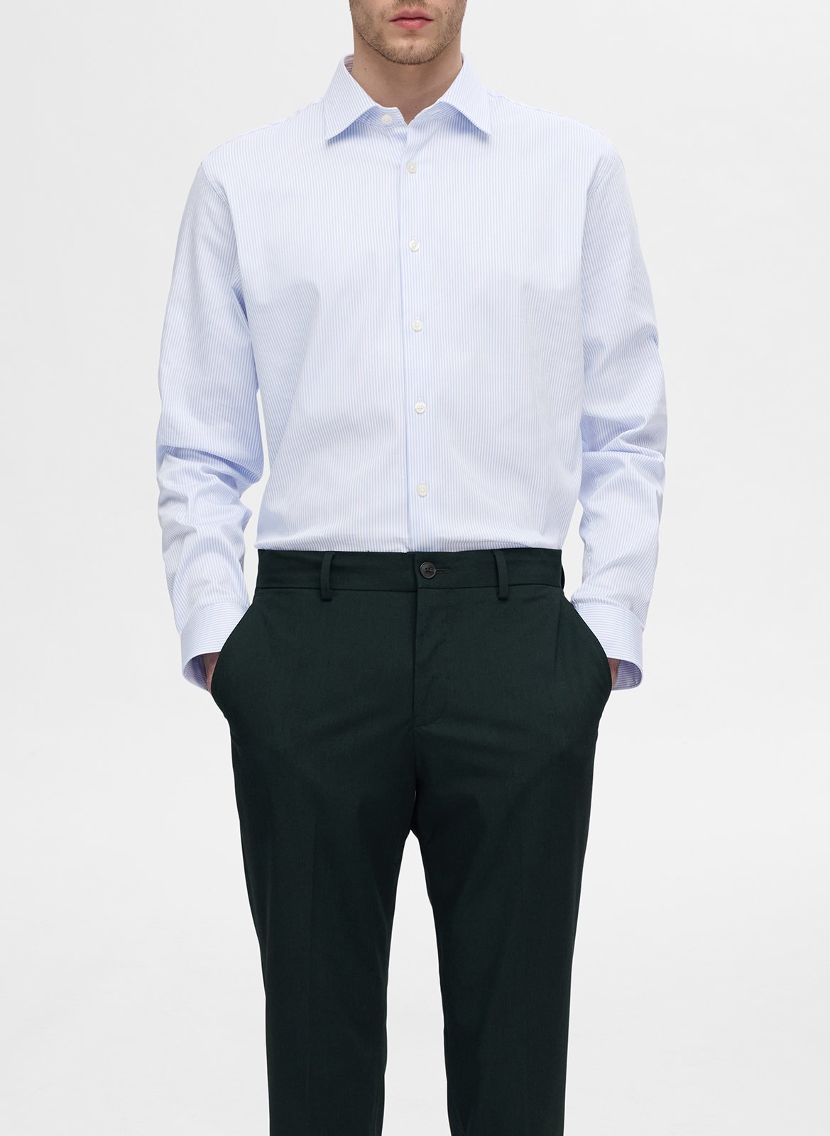 Chemise col classique en coton mélangé SELECTED Bleu