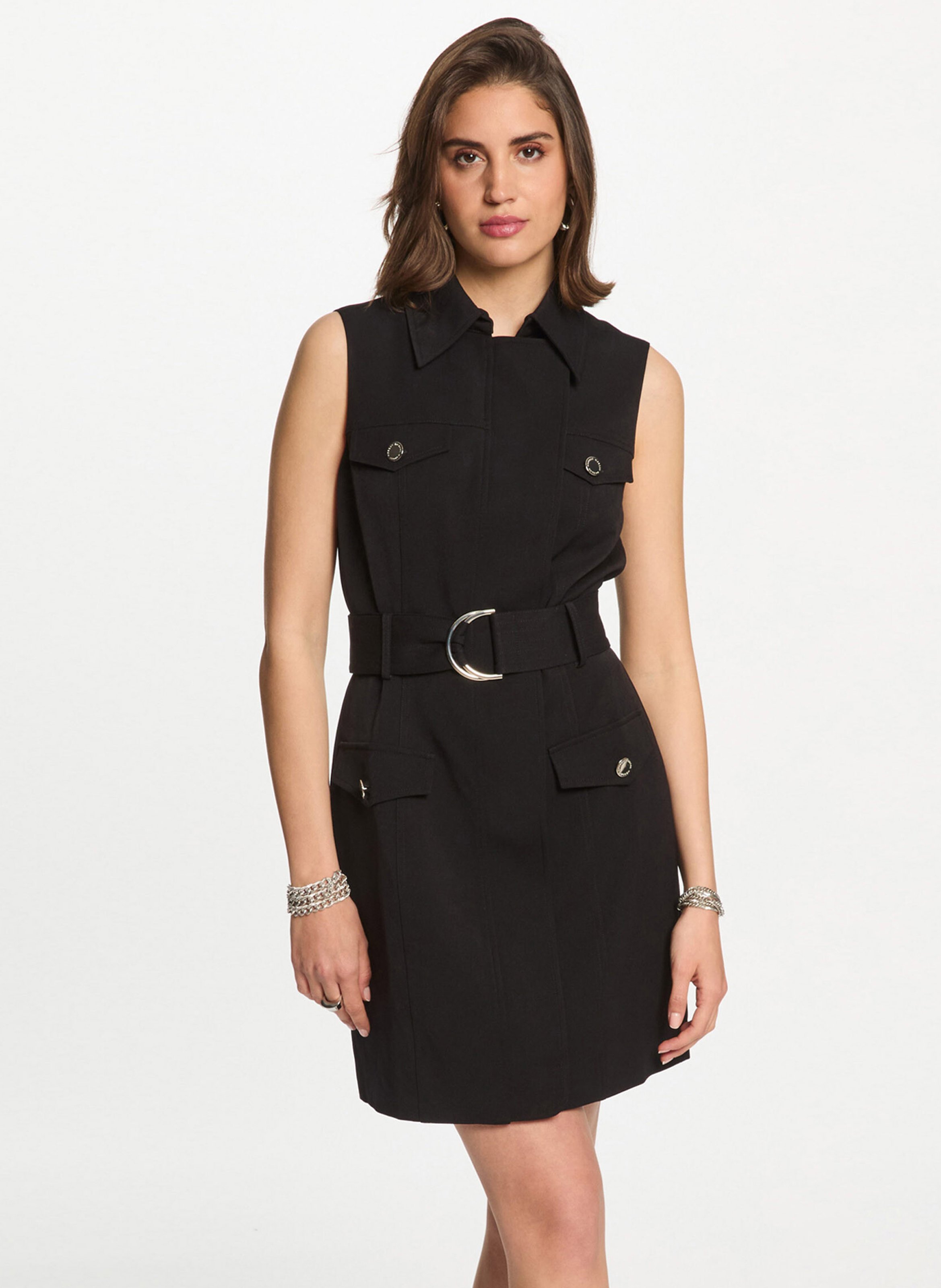Robe courte cintrée ceinturée MORGAN Noir