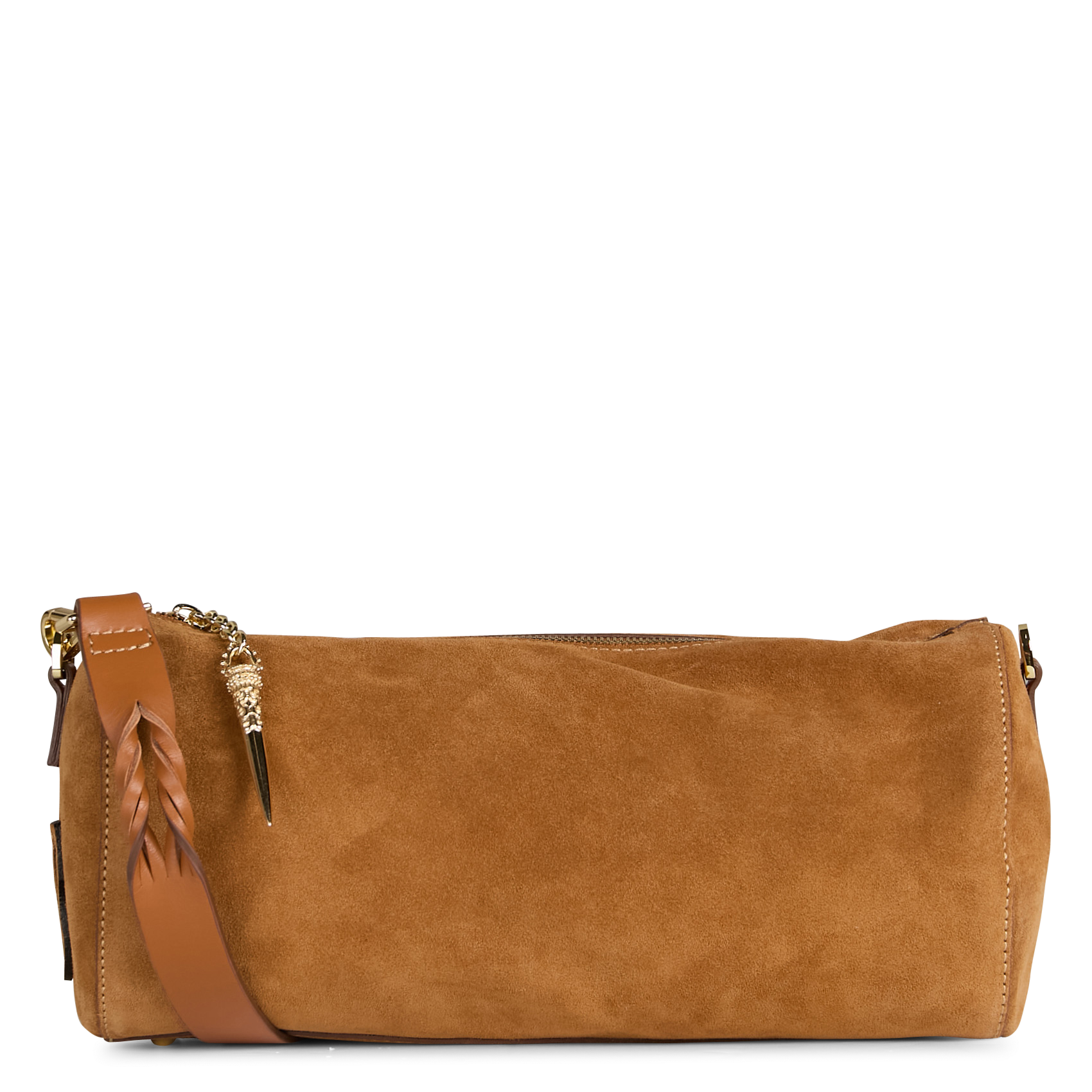 Sac baguette en cuir velours BA&SH Marron
