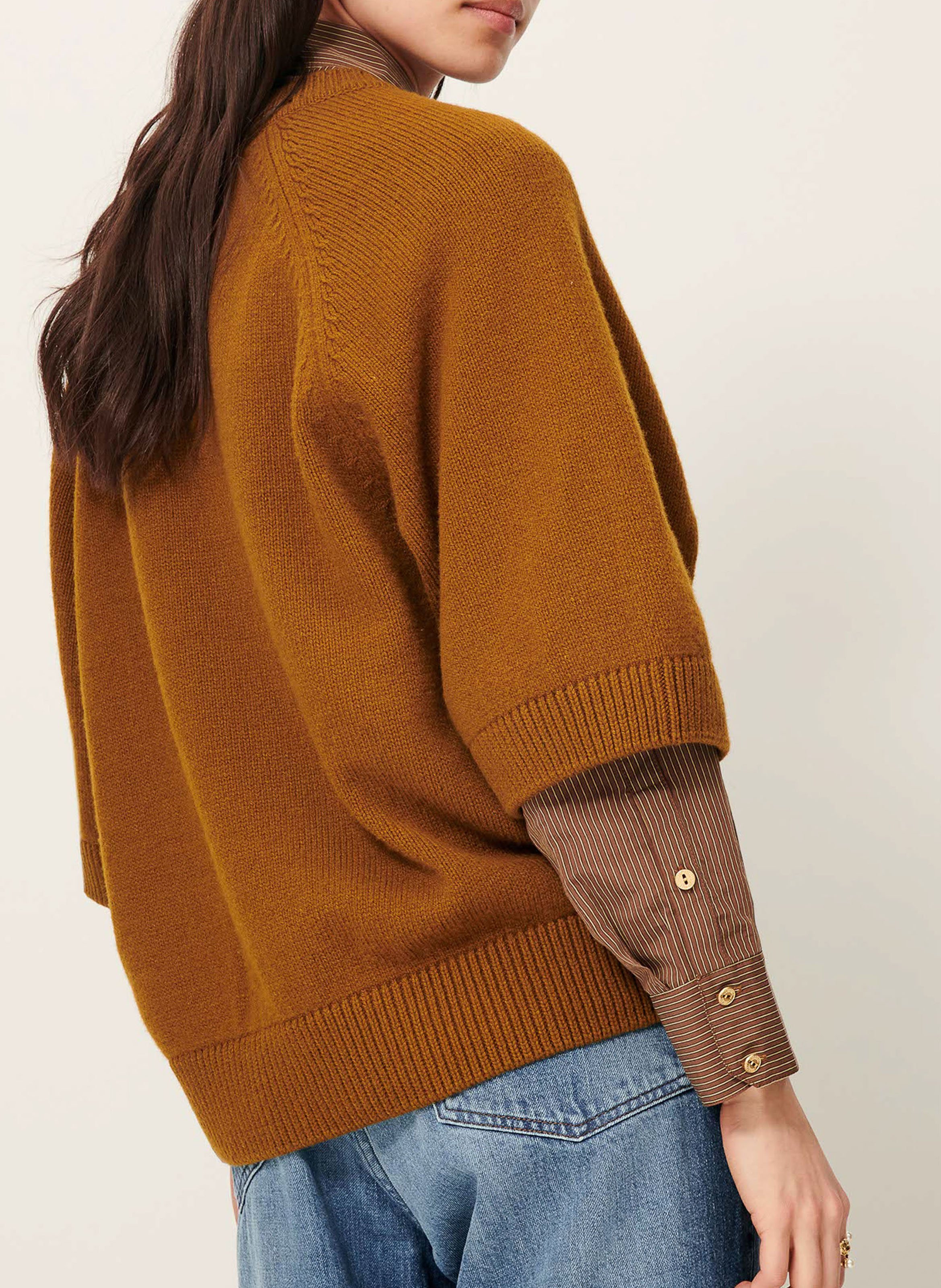 Pull col rond en laine mélangée SESSUN Marron