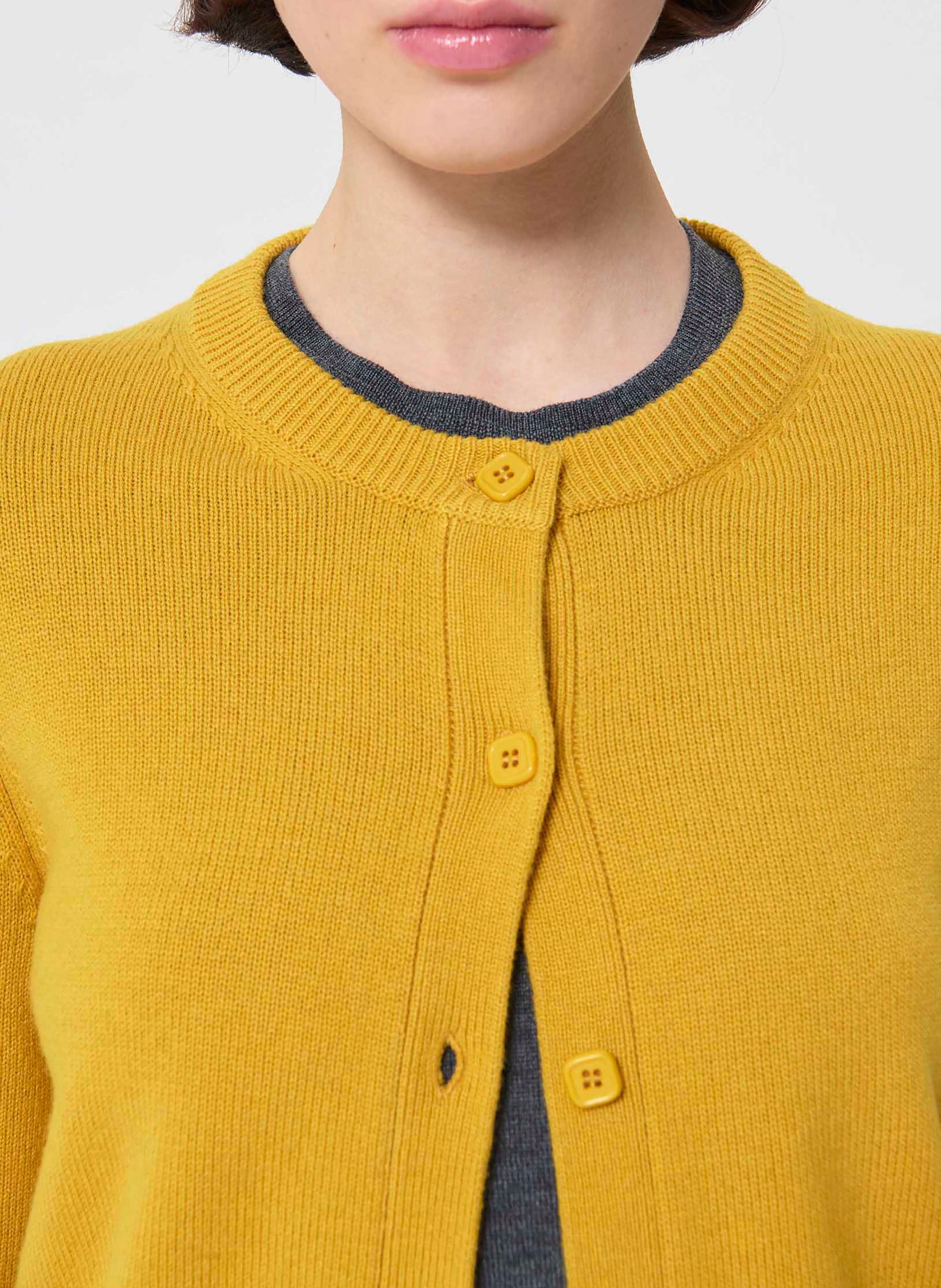 Solid button-up wool blend cardigan TARA JARMON Yellow