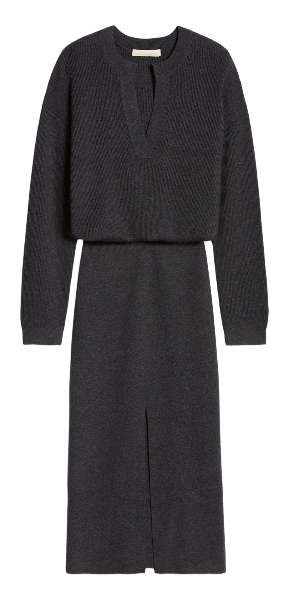 Midi jurk met Tunesische kraag van gemengde wol VANESSA BRUNO Grijs