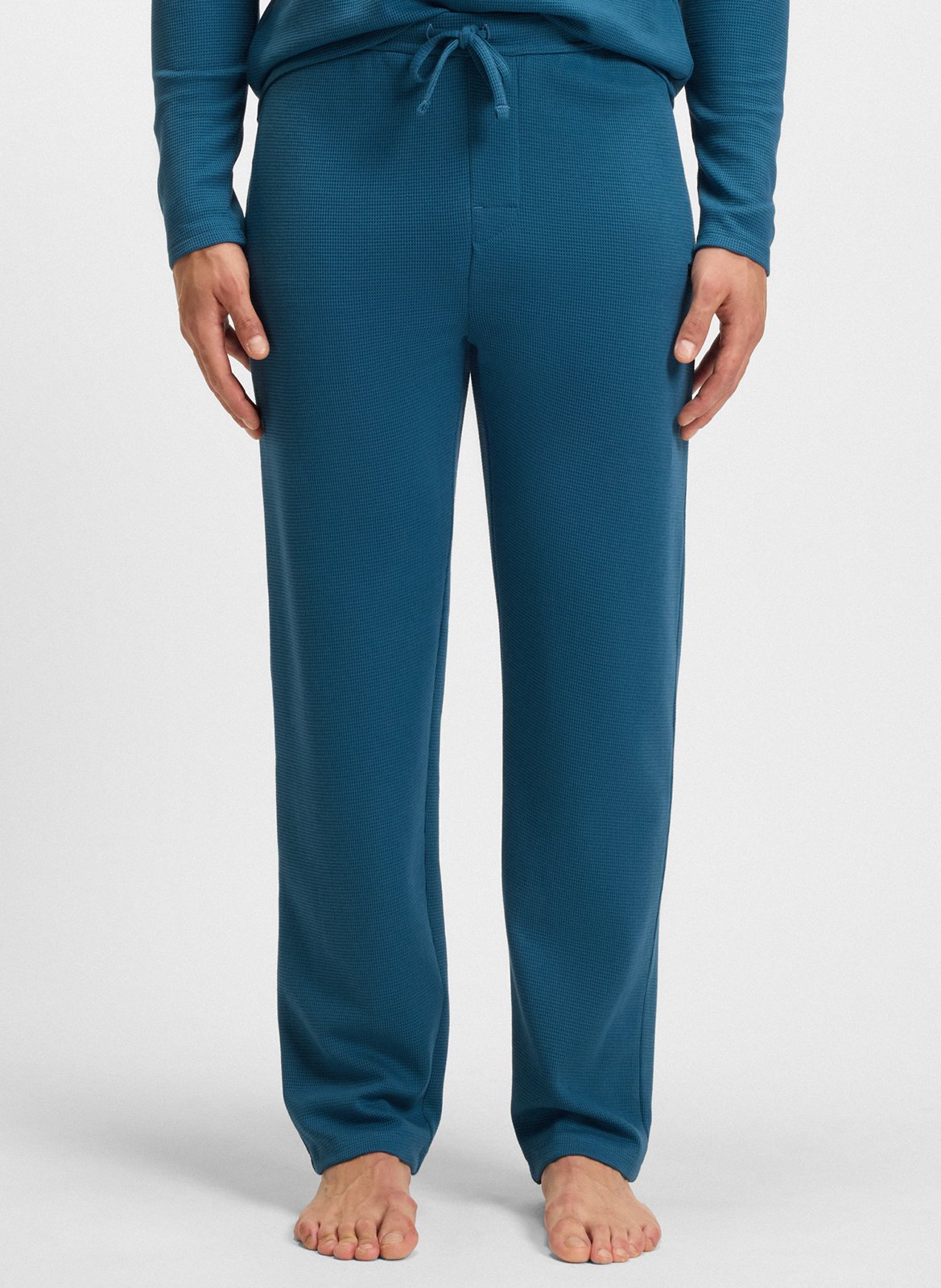 Solid straight-leg trousers with logo BOSS Blue