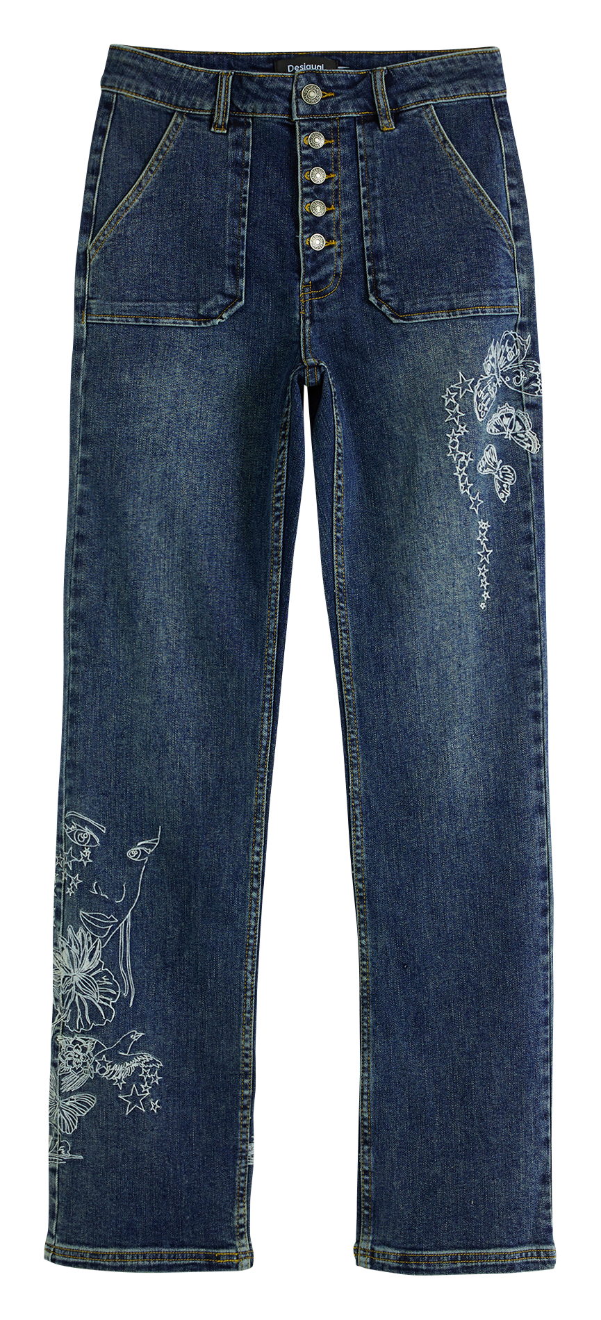 Jean droit en coton mélangé DESIGUAL Bleu