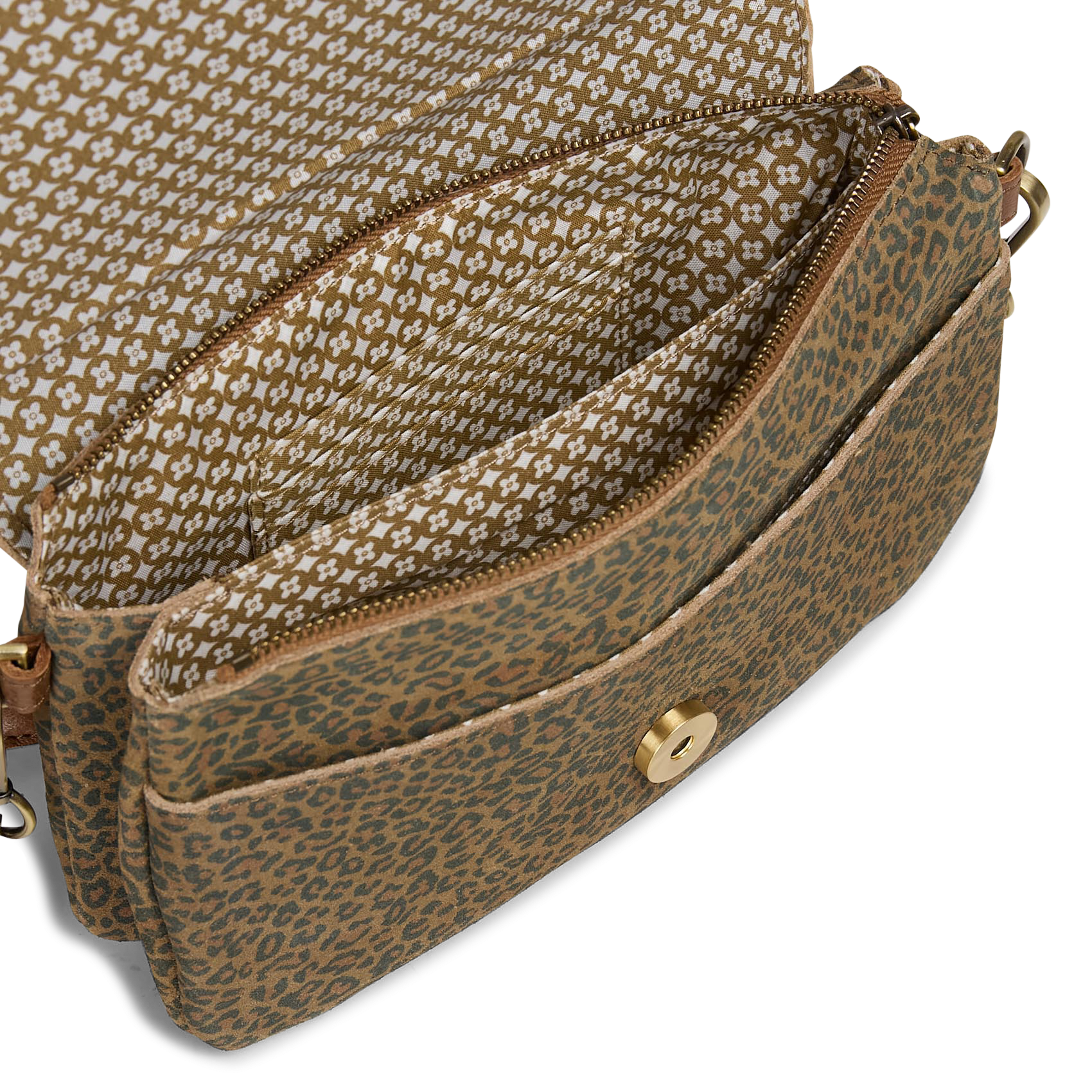 Luipaard leren clutch MILA LOUISE Beige