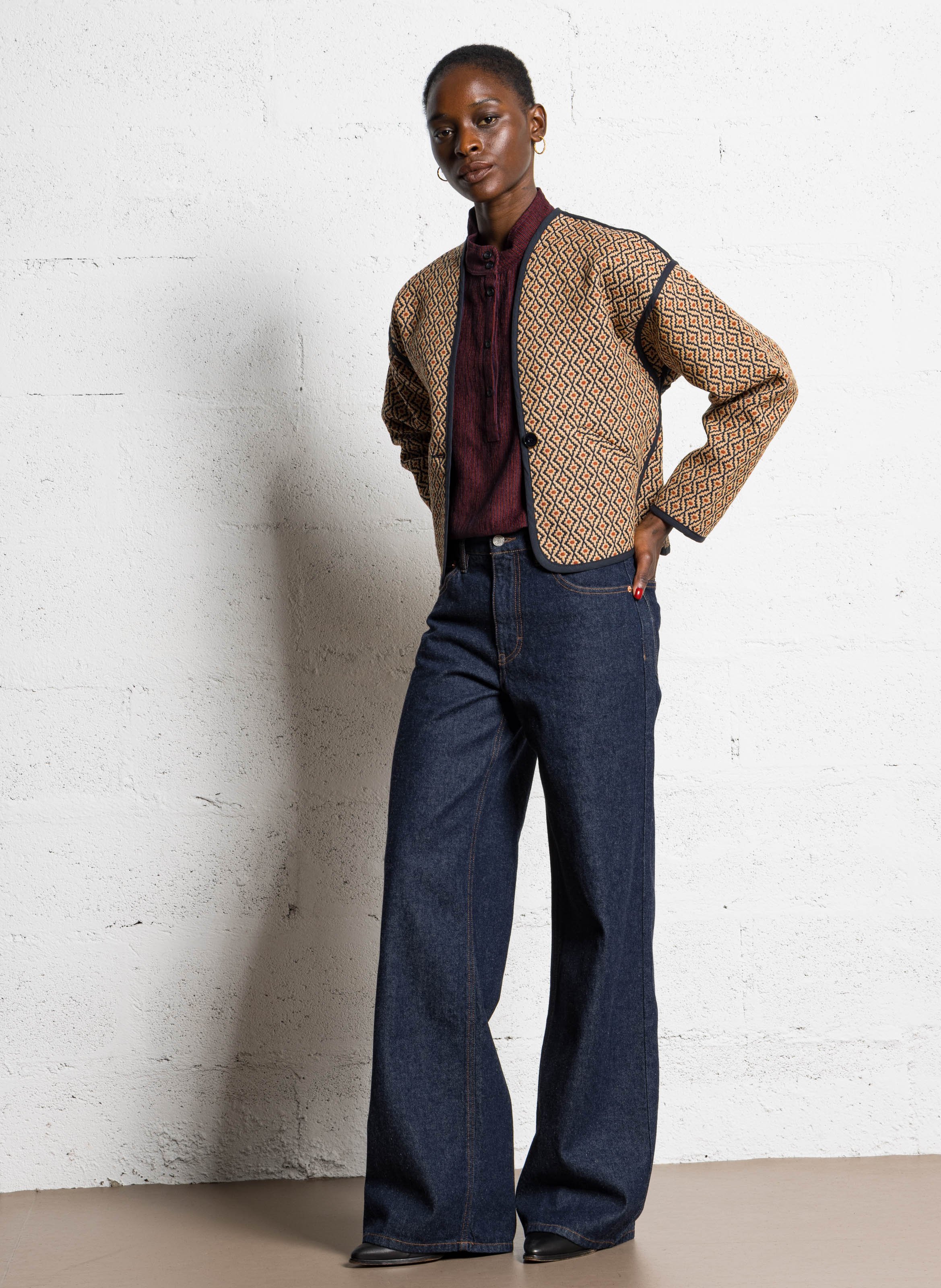 Veste brodée ample col V SACRECOEUR Multicolore