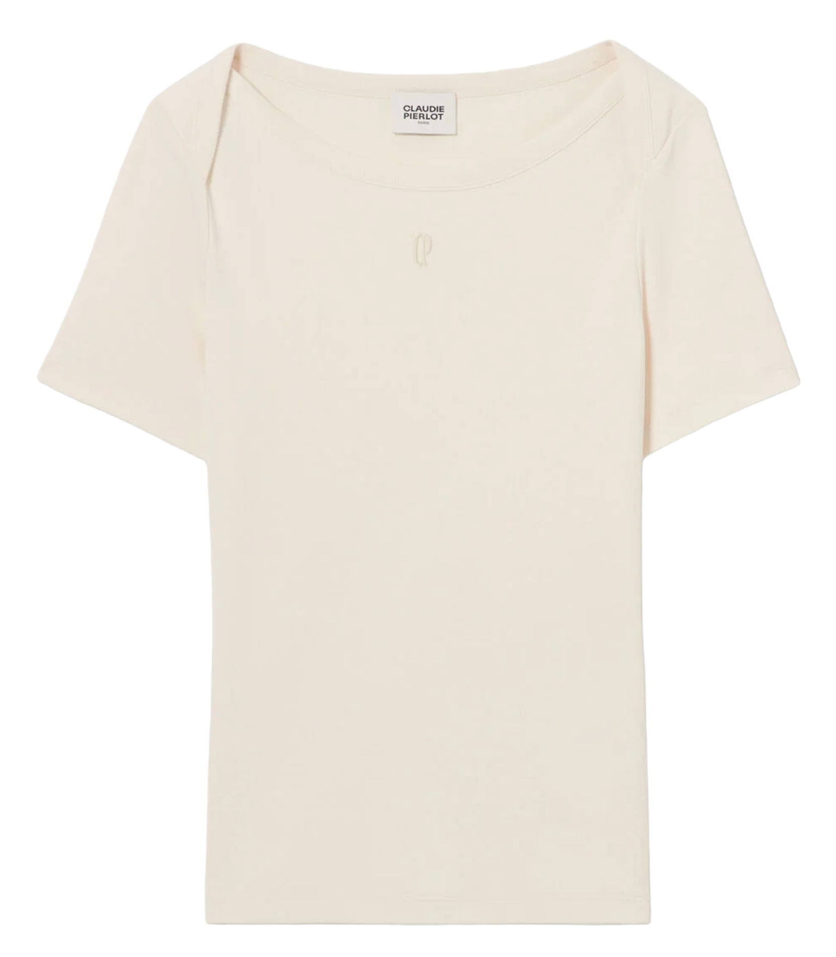 Fitted boat neck T-shirt CLAUDIE PIERLOT Beige