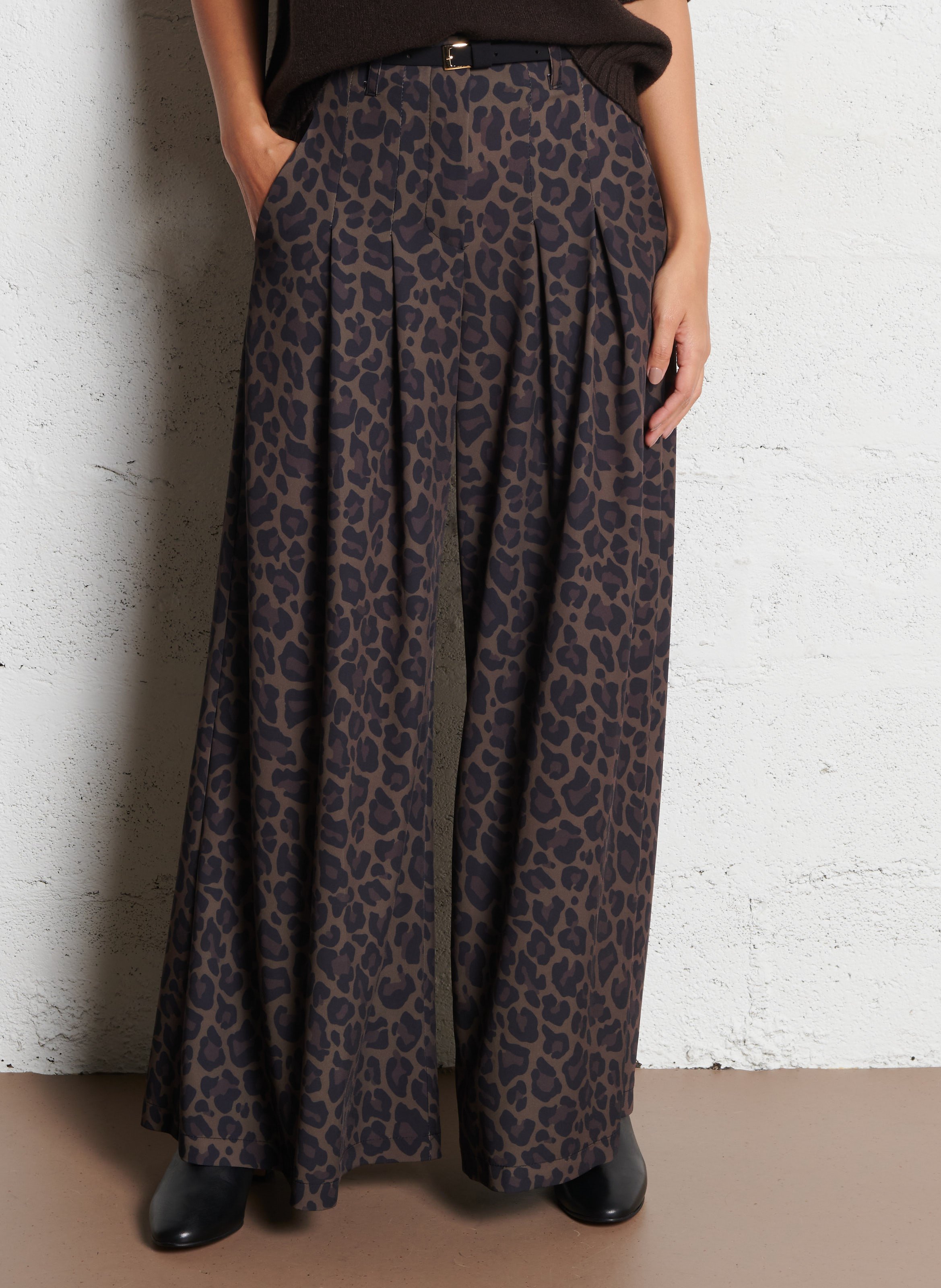 Pantalon large mprimé léopard IMPERIAL Marron