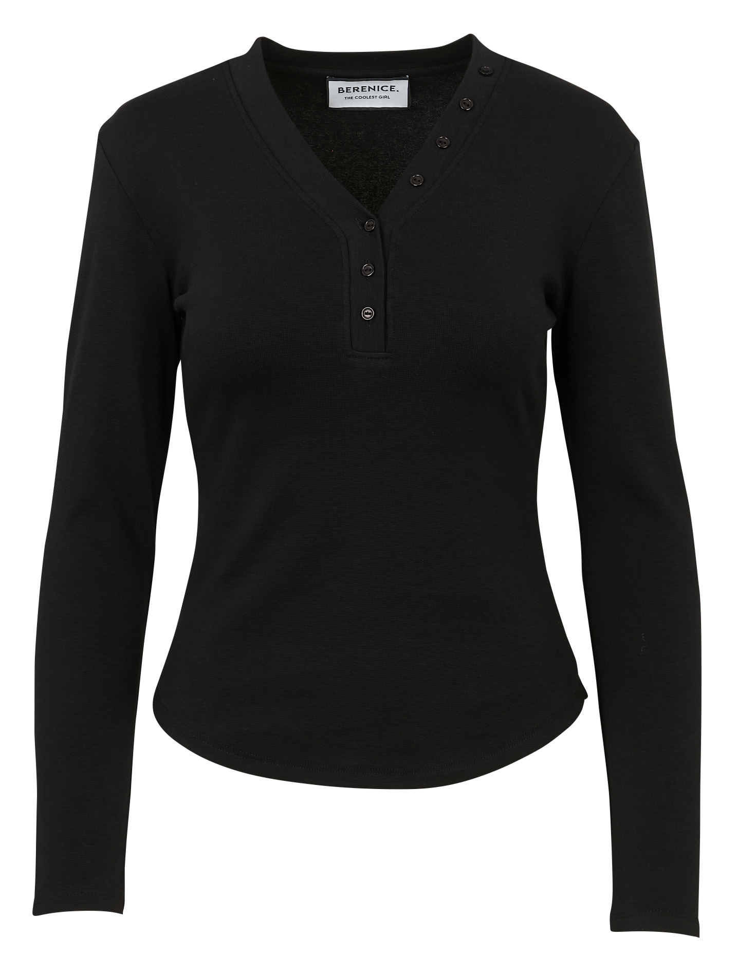 Fitted V-neck T-shirt in blended cotton BERENICE Black