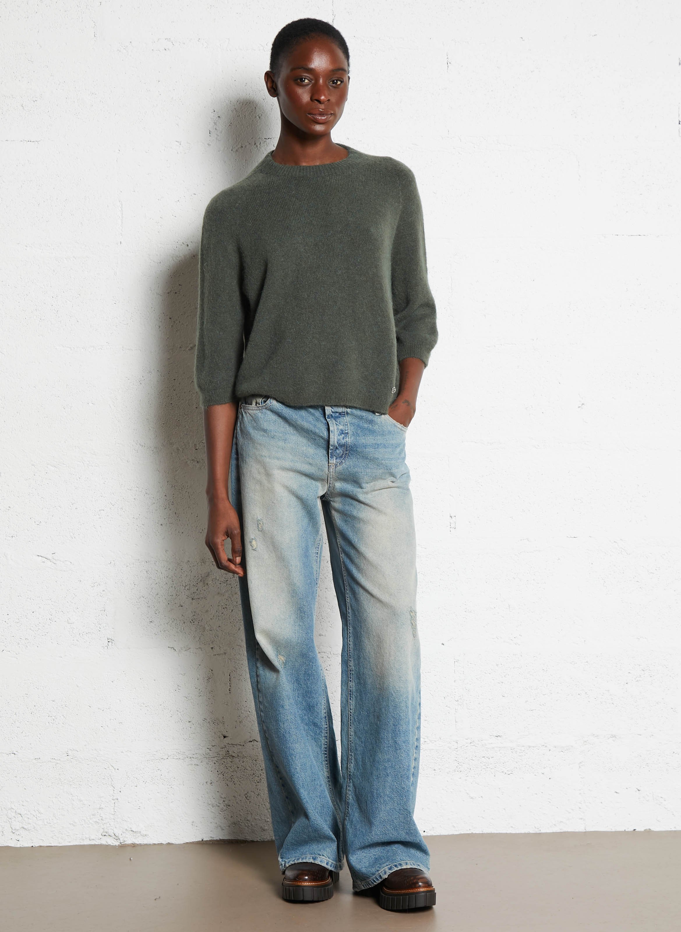 Jean large en coton PLEASE Bleu