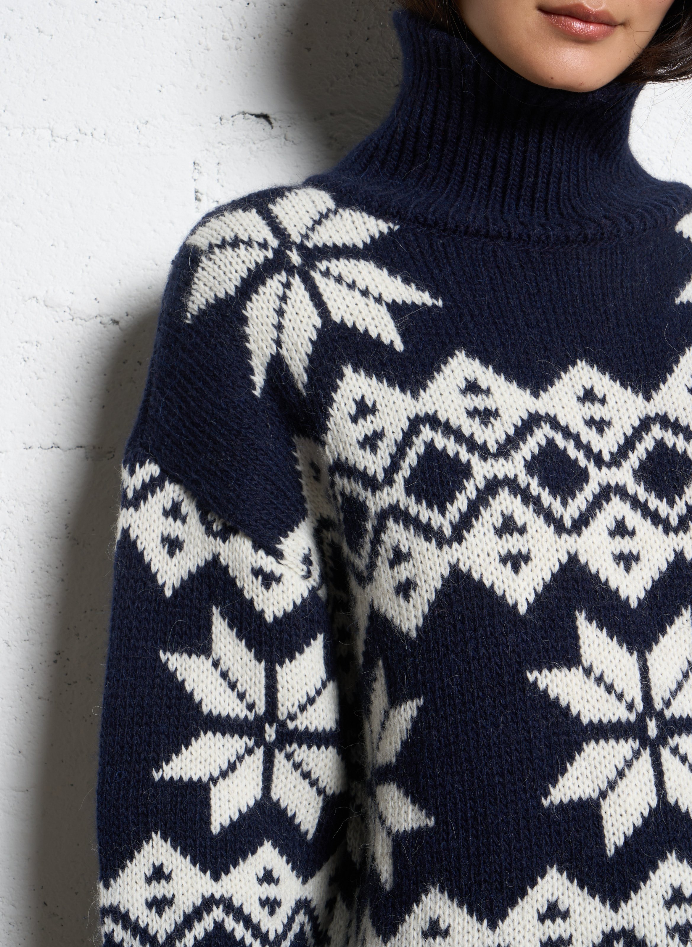 Trui met opstaande kraag | wolblend THE NEW SOCIETY Blauw