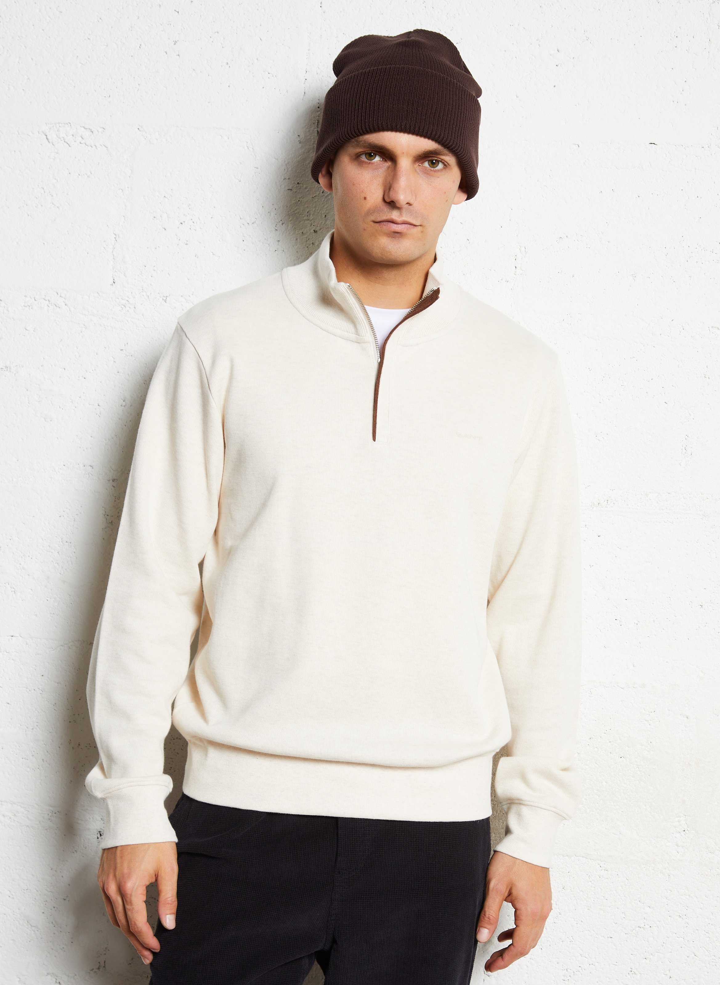 Cotton high-neck sweater GANT Beige