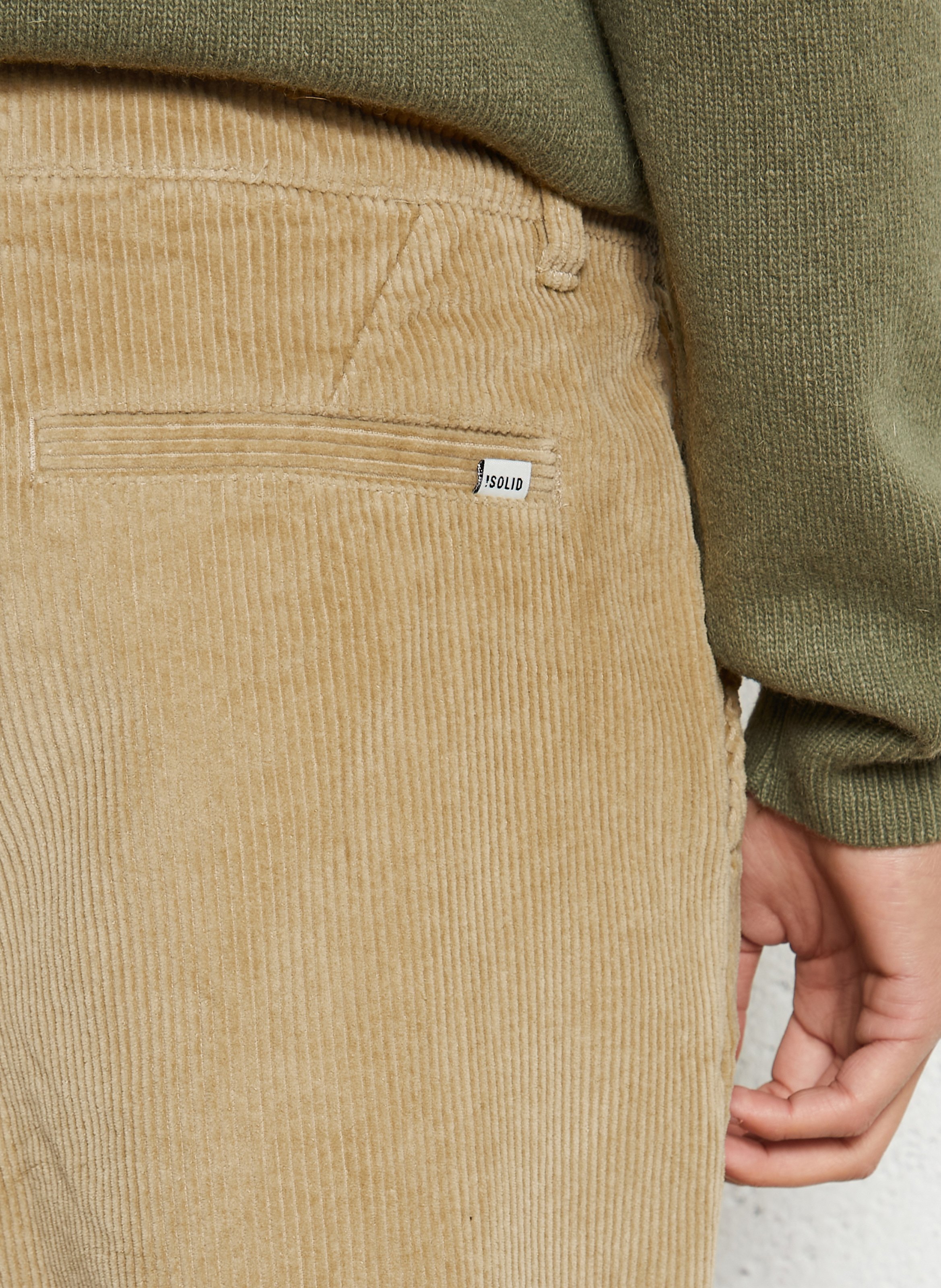 Pantalon large en velours côtelé SOLID Marron