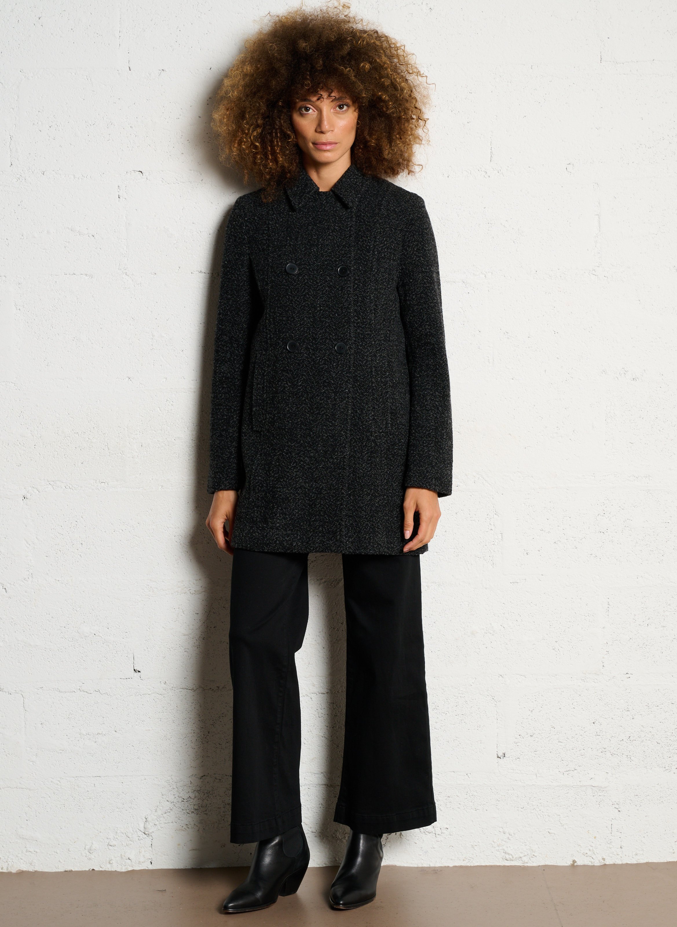 Manteau chiné à double boutonnage ONE STEP Gris