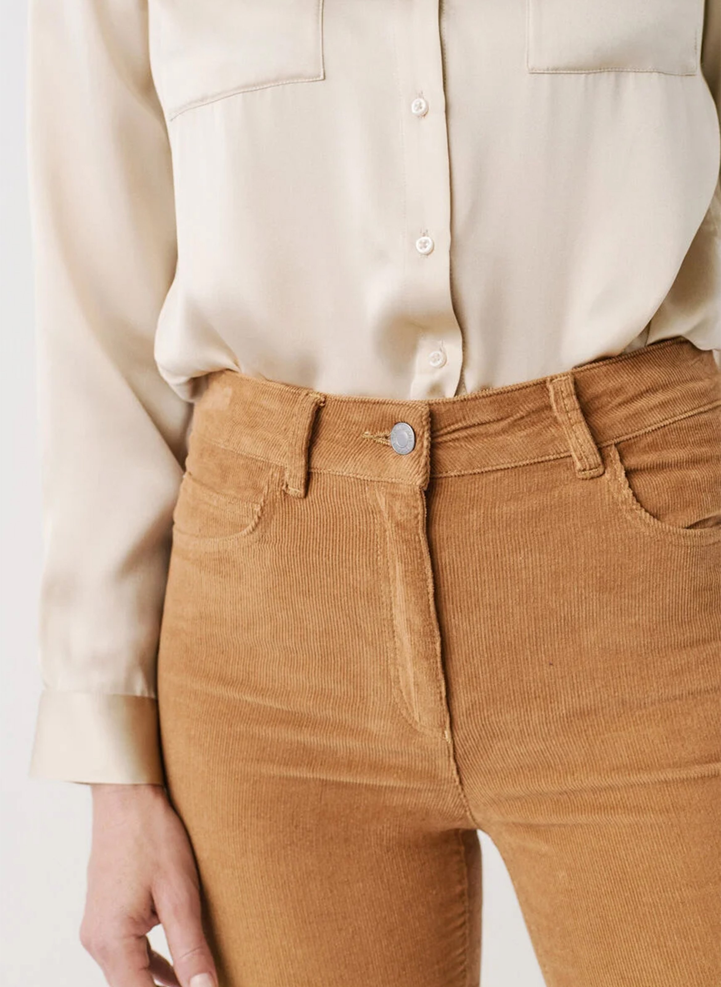 Pantalon droit en velours CAROLL Marron