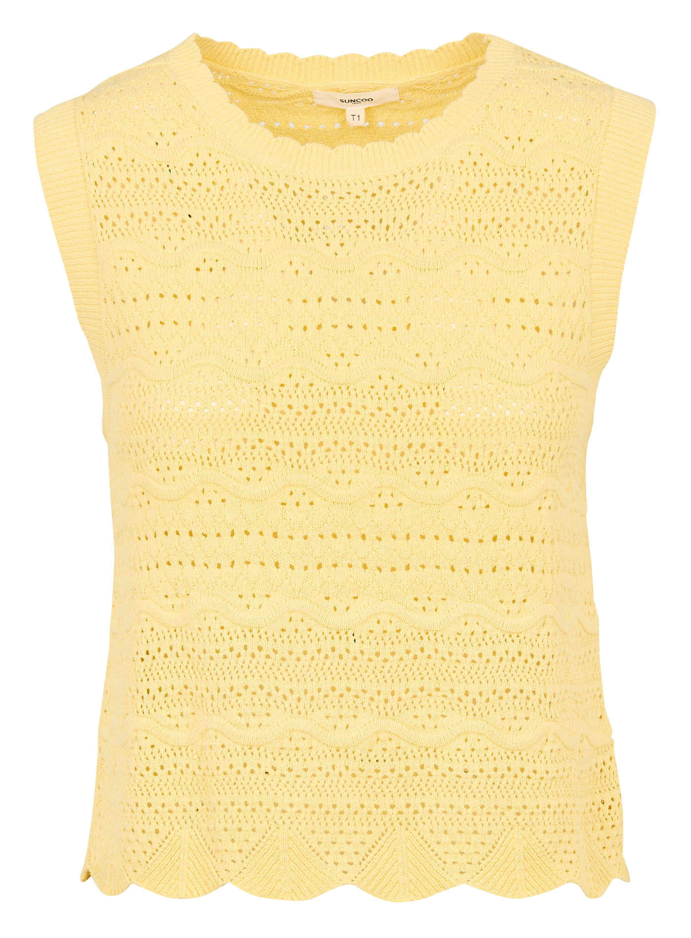 Pull sans manches en crochet  SUNCOO Jaune