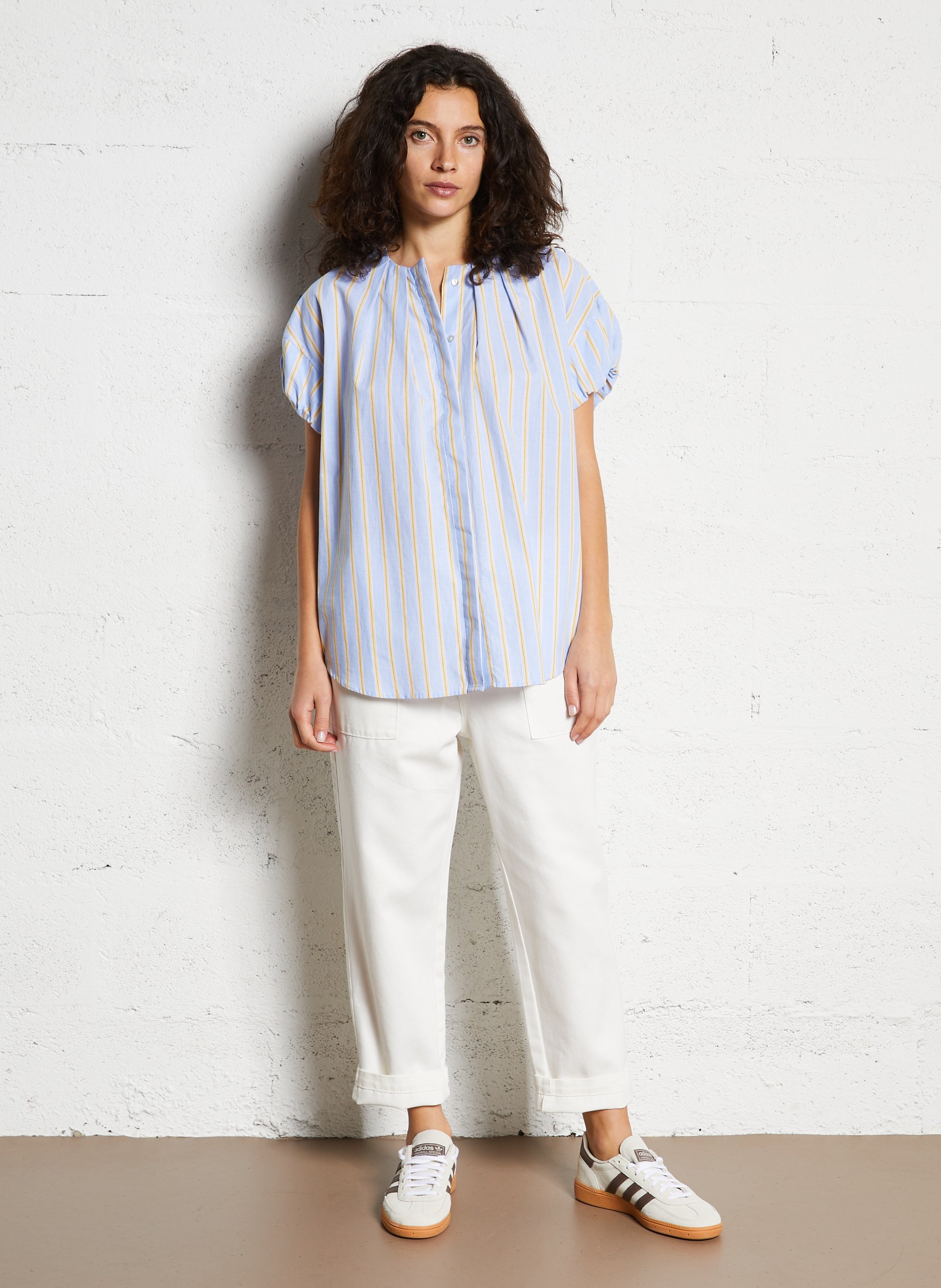 Oversize Rundhalsausschnitt Baumwollhemd JC SOPHIE Gelb