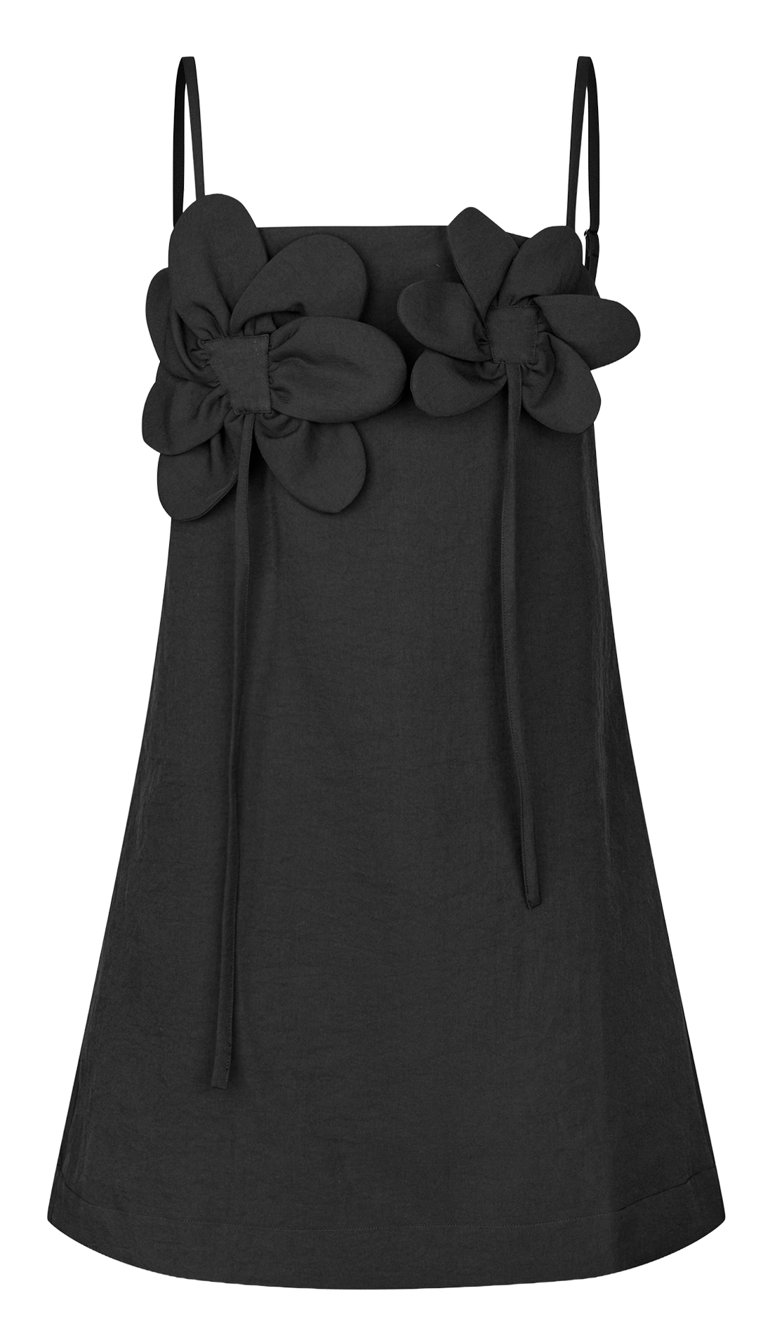 Kurzes Kleid mit einfarbigen 3D-Blumen BAUM UND PFERDGARTEN Schwarz