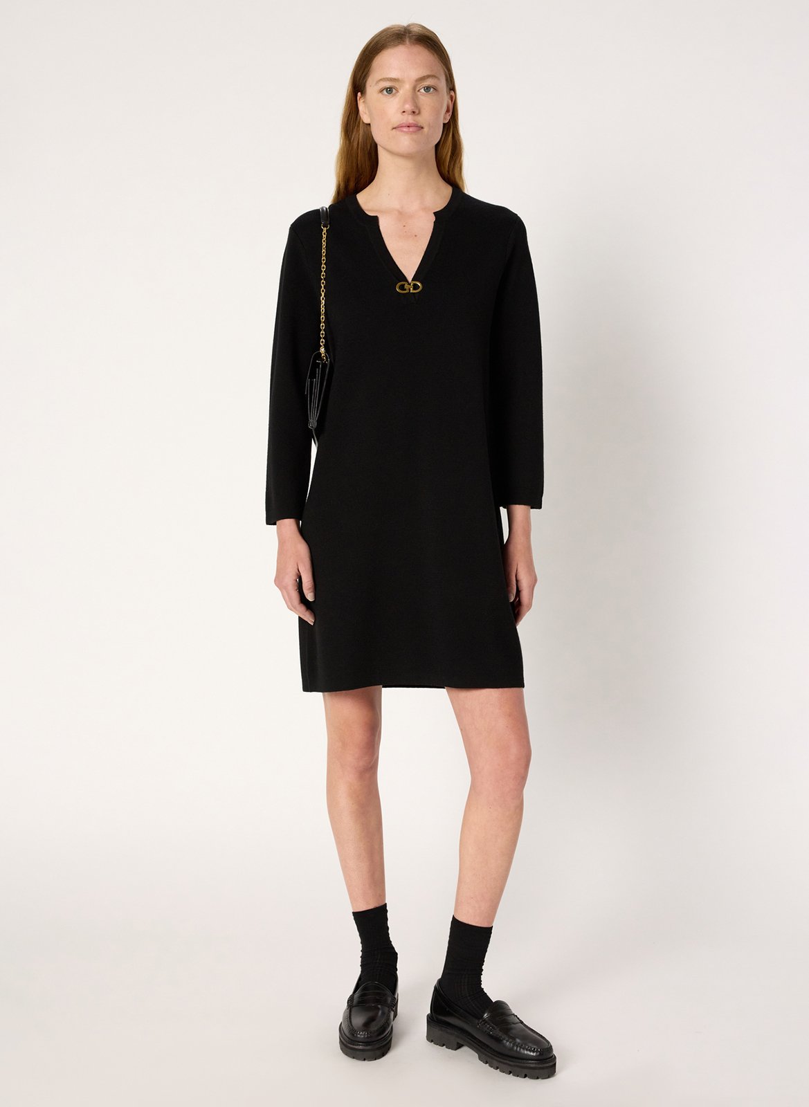 Halflange jurk van wol  GERARD DAREL Zwart