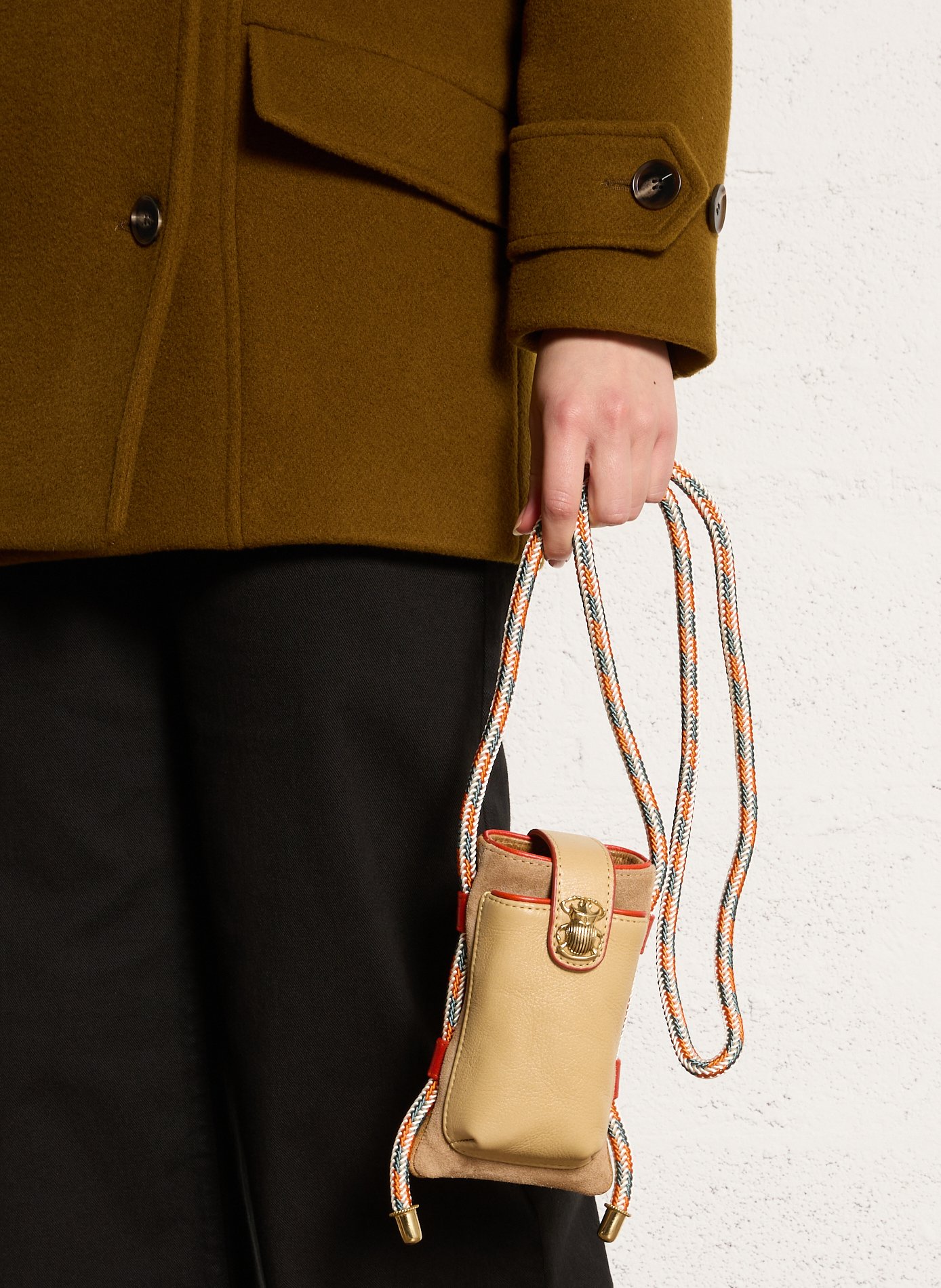 Leather flap bag with logo CLARIS VIROT Beige