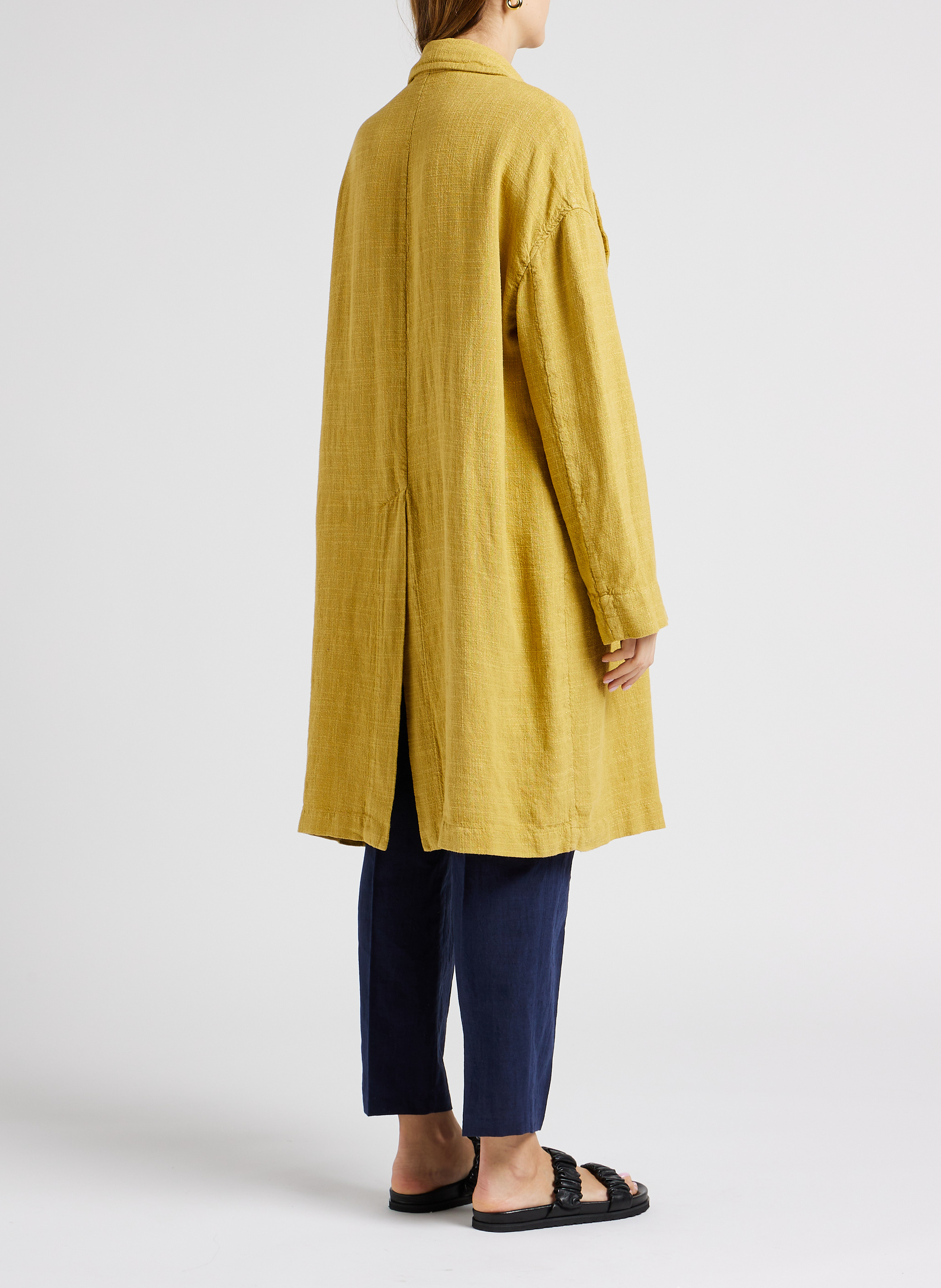 Carrotbroek van linnen met hoge taille POMANDERE Blauw