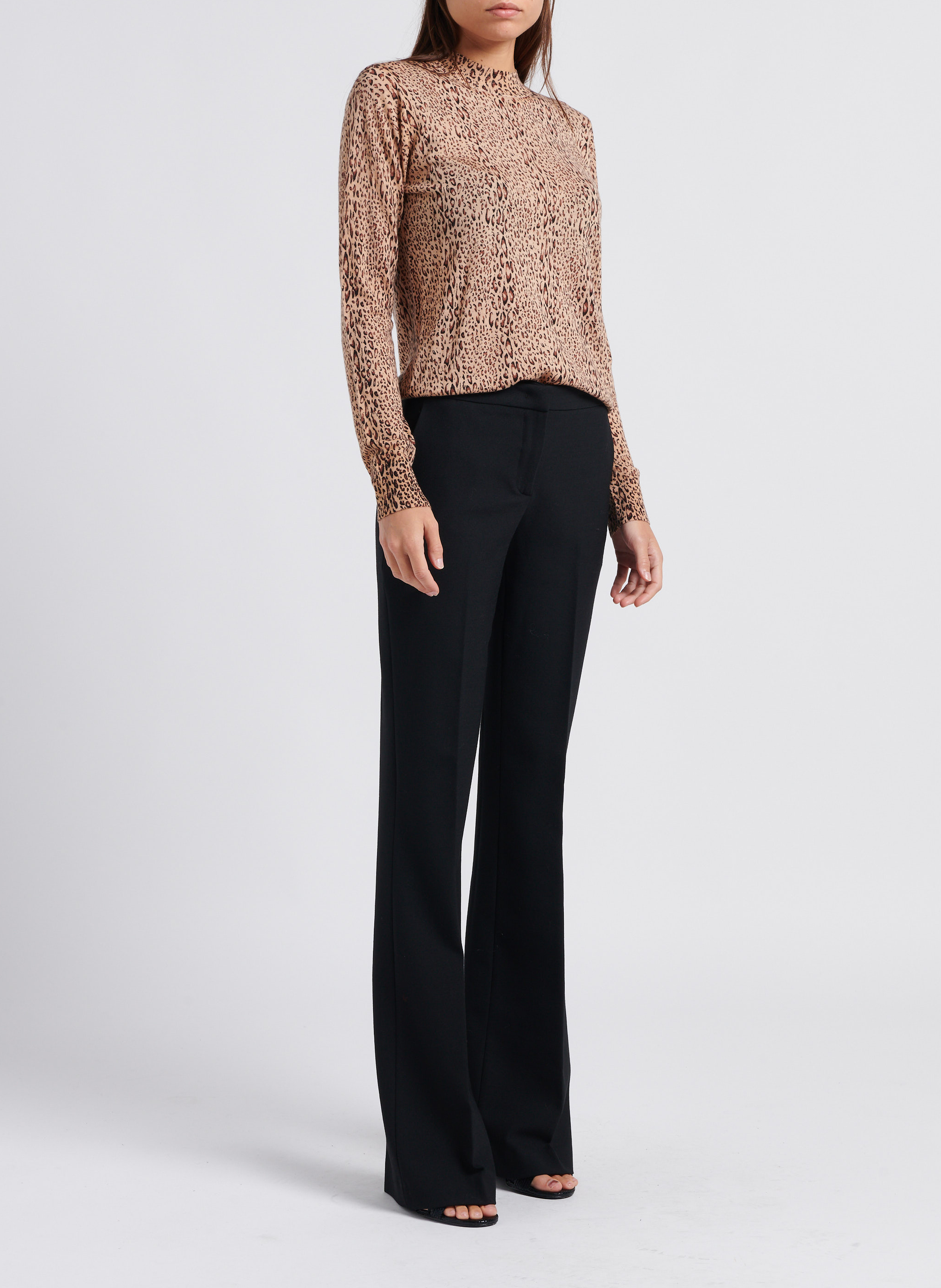 Straight-cut wool sweater with high neck TWINSET Brown