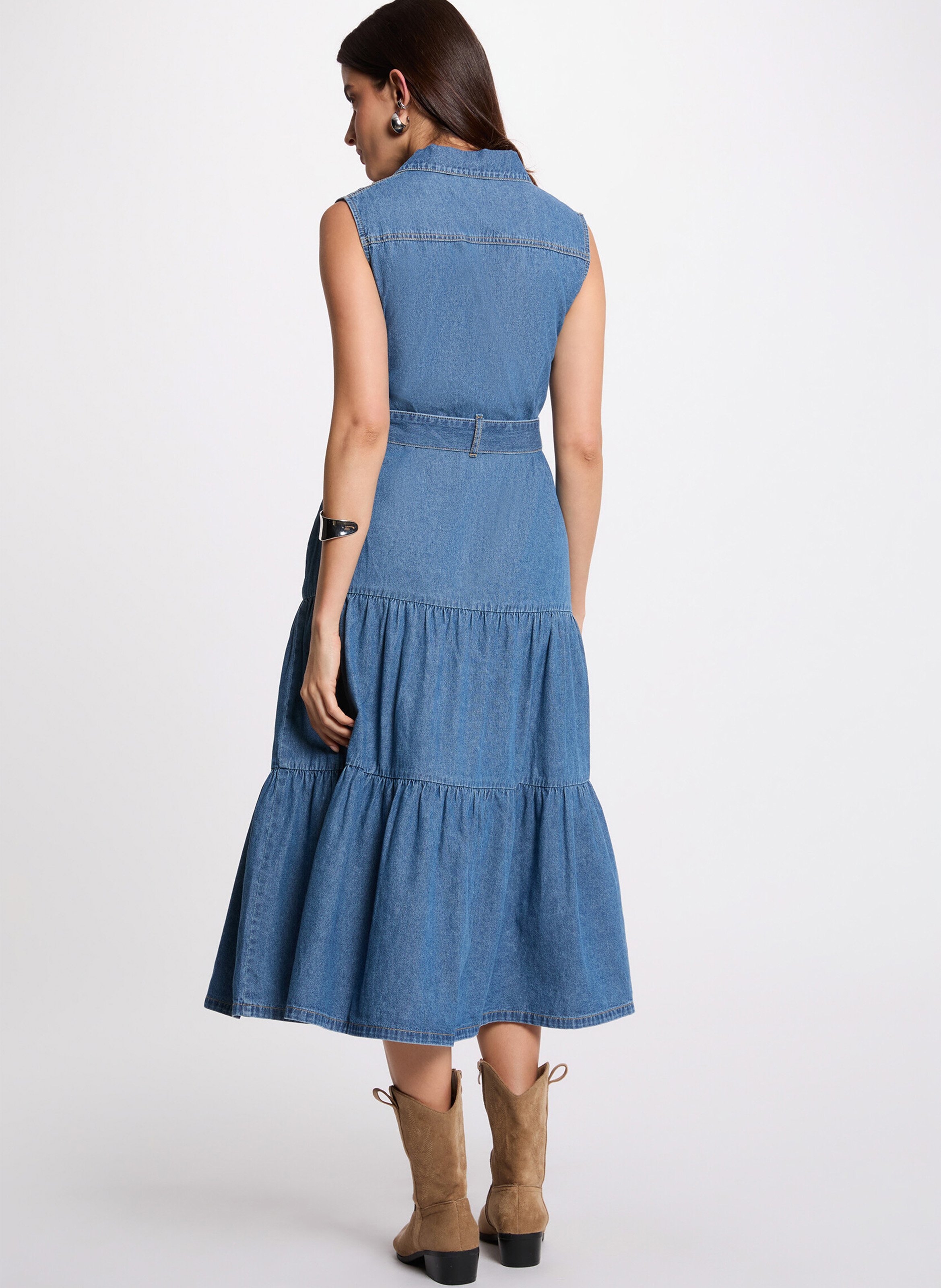Sleeveless Midi Denim Dress MORGAN Blue